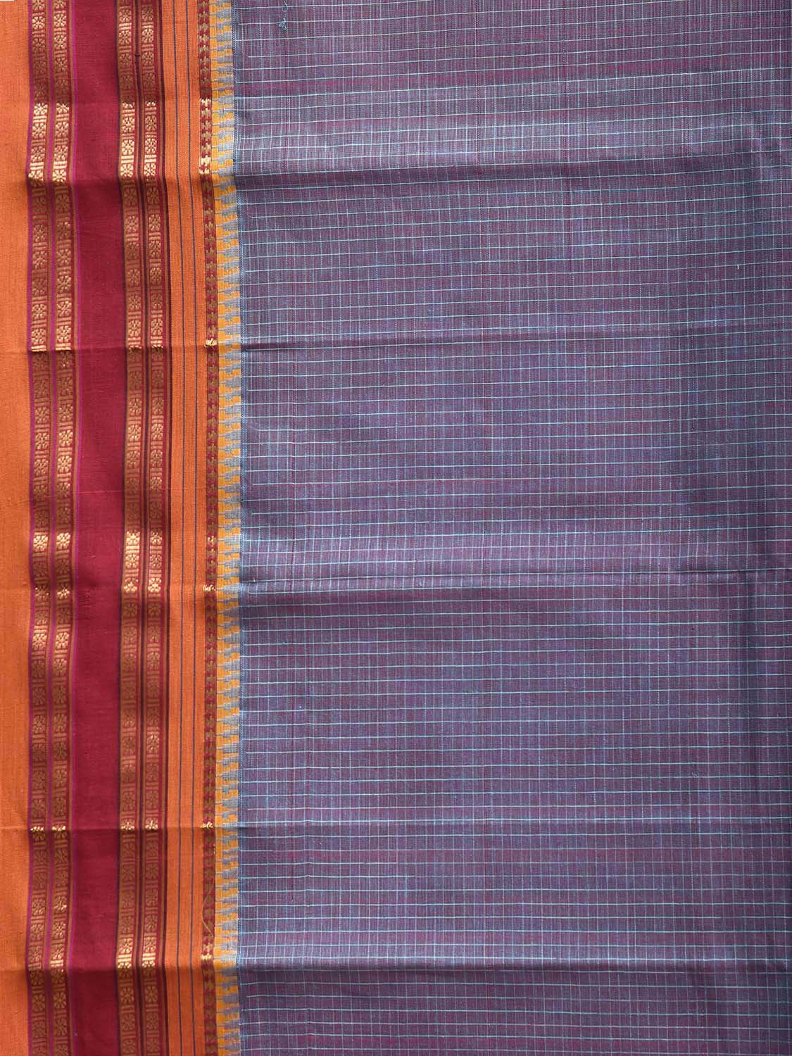 Light Purple and Yellow Narayanpet Cotton Handloom Saree with Checks Design No Blouse np1296