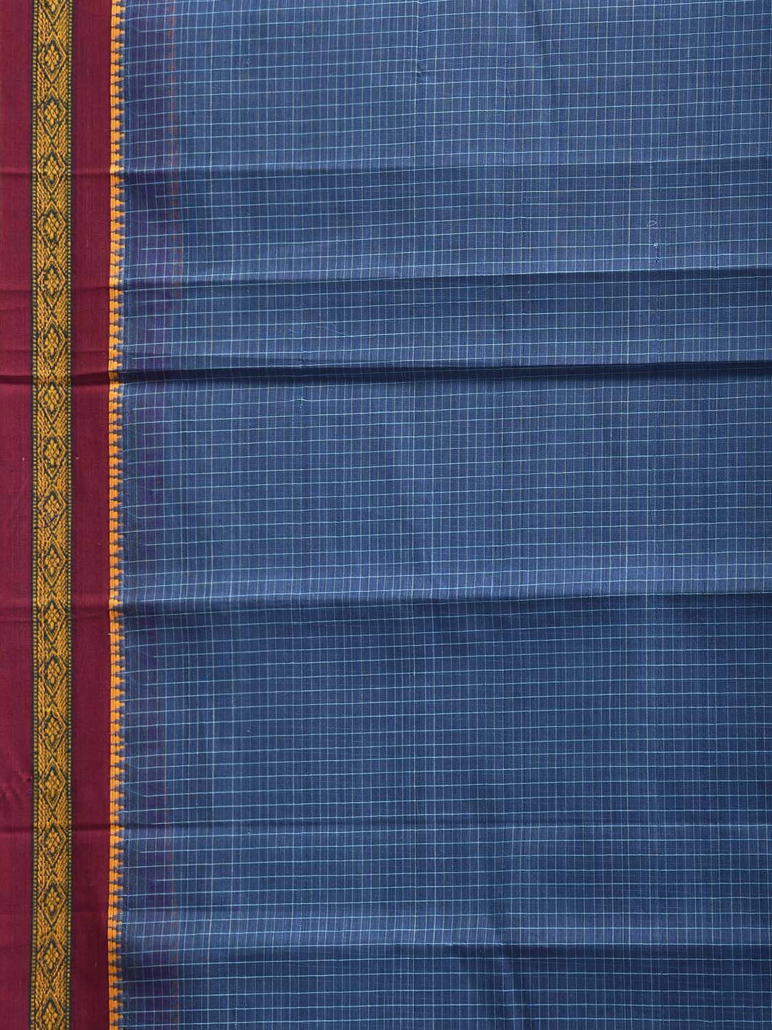 Blue and Pink Narayanpet Cotton Handloom Saree with Checks Design No Blouse np1320