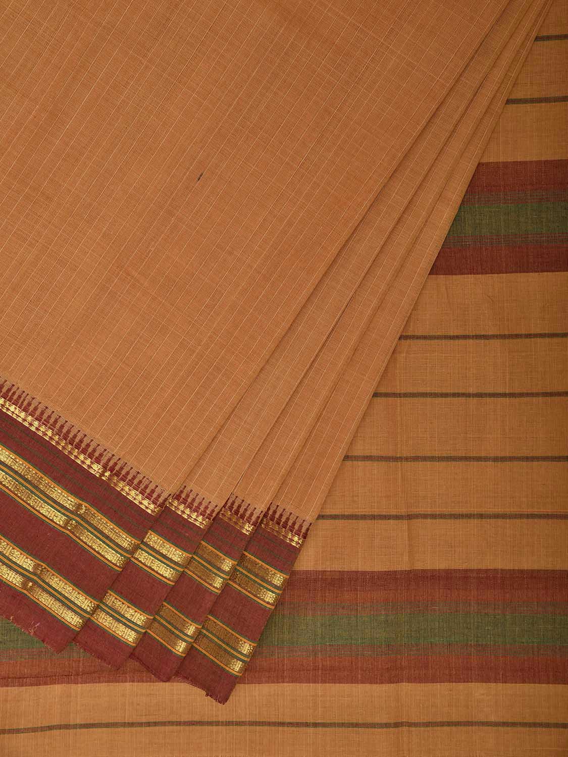 Mustard Narayanpet Cotton Handloom Saree with Checks Design No Blouse np1321
