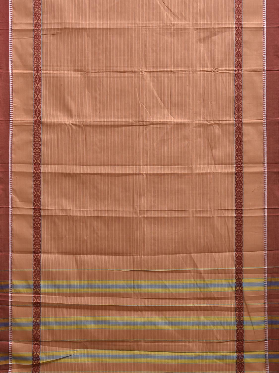 Light Fawn Narayanpet Cotton Handloom Saree with Strips and Big Border Design No Blouse np1324