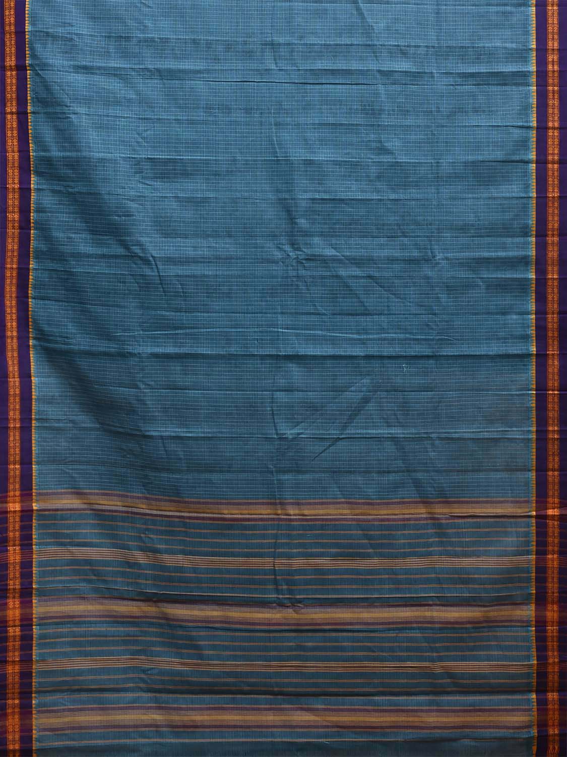Blue and Indigo Narayanpet Cotton Handloom Saree with Checks Design No Blouse np1329