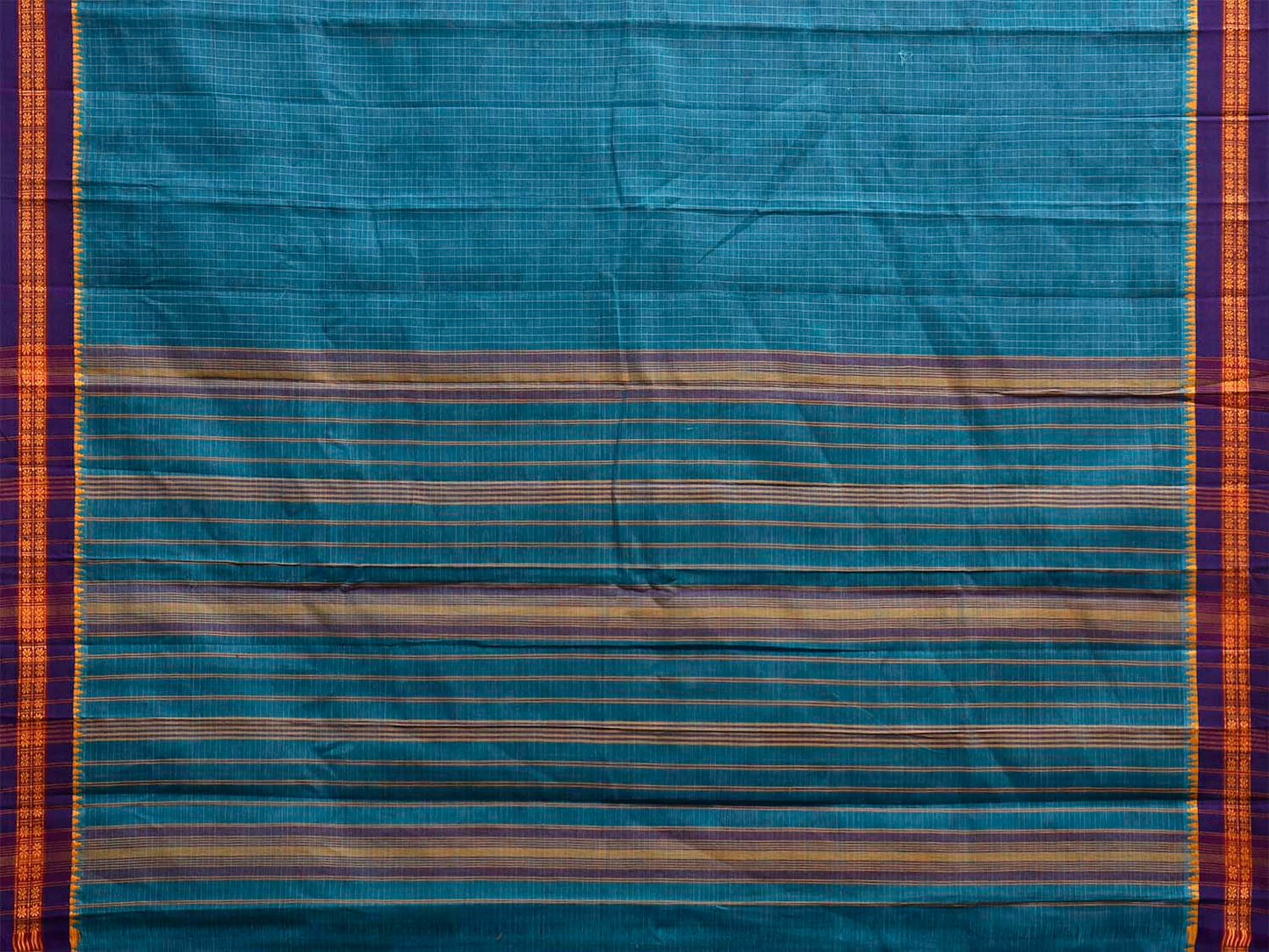 Blue and Indigo Narayanpet Cotton Handloom Saree with Checks Design No Blouse np1329