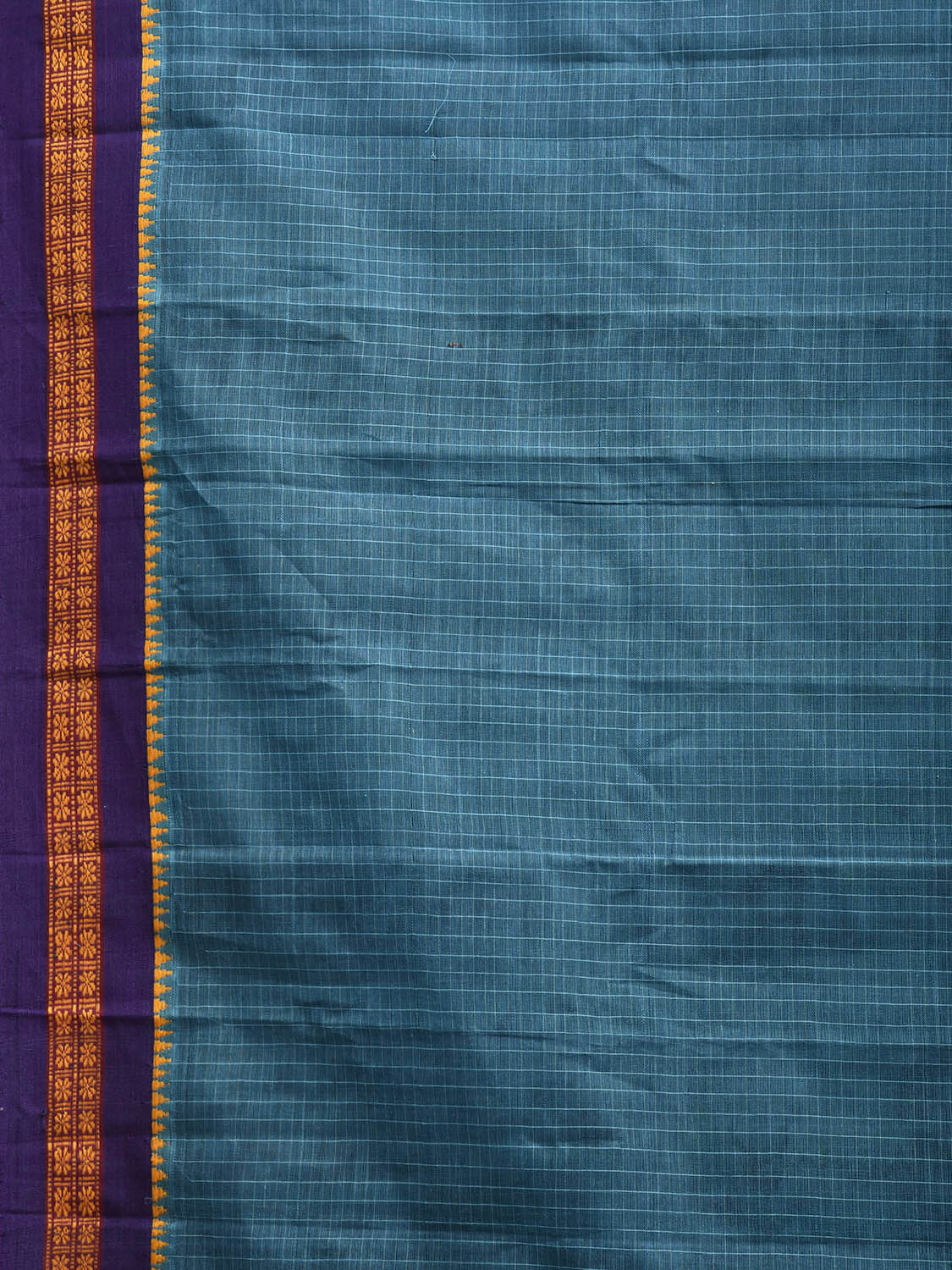 Blue and Indigo Narayanpet Cotton Handloom Saree with Checks Design No Blouse np1329