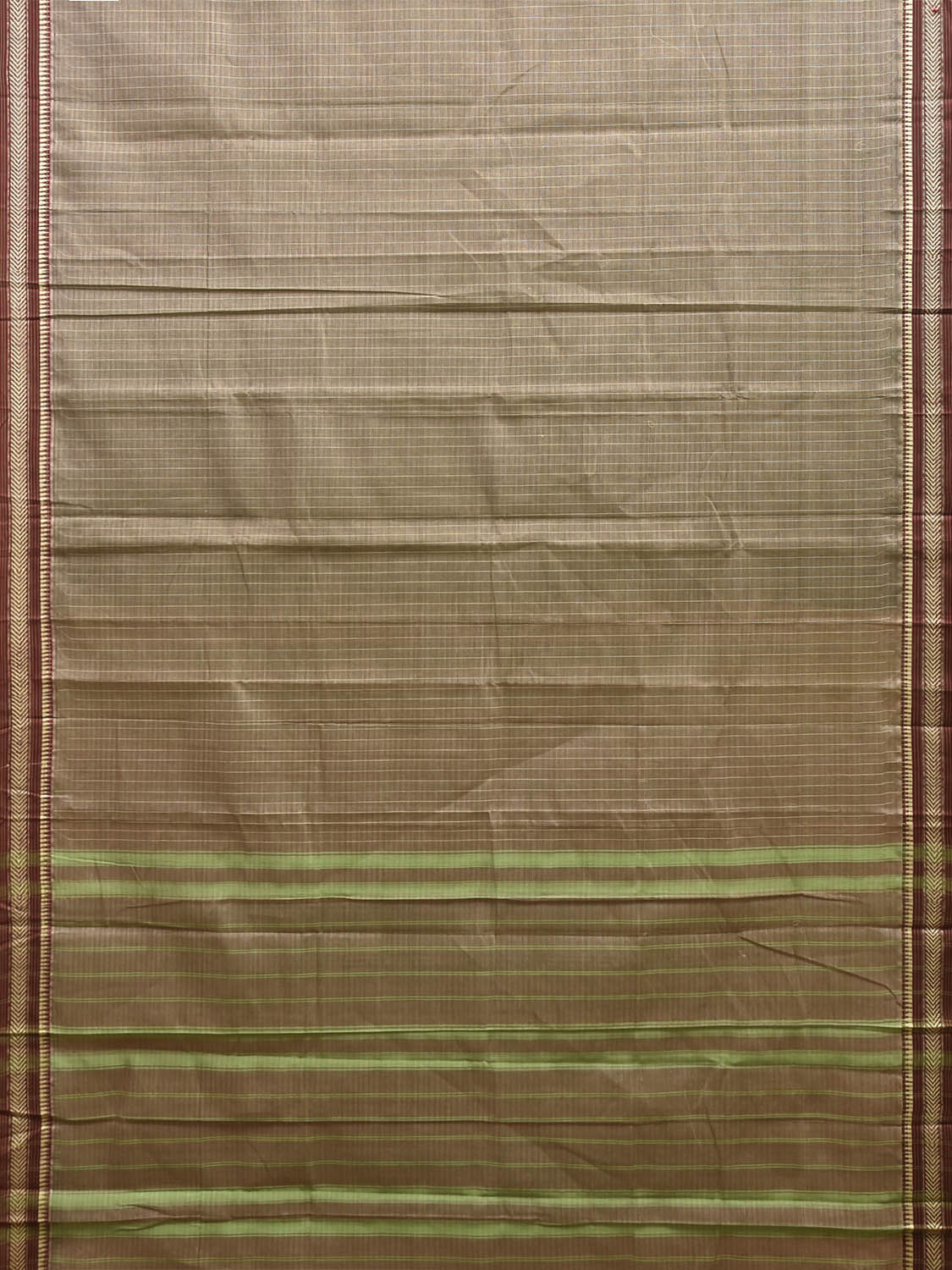 Olive and Green Narayanpet Cotton Handloom Saree with Strips Pallu Design No Blouse np1331