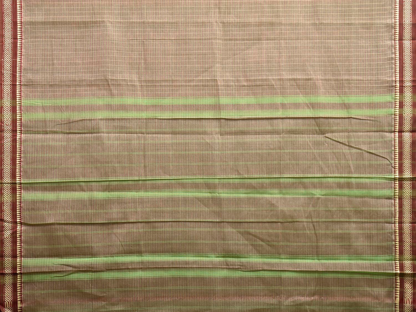 Olive and Green Narayanpet Cotton Handloom Saree with Strips Pallu Design No Blouse np1331