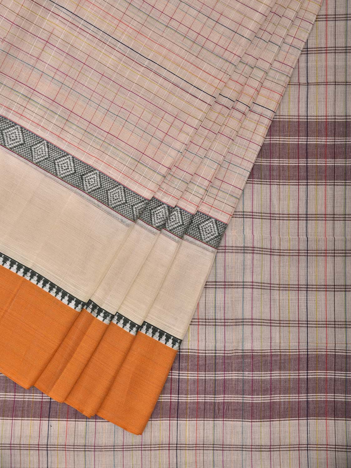 White and Yellow Narayanpet Cotton Handloom Saree with Big Border Design No Blouse np1332