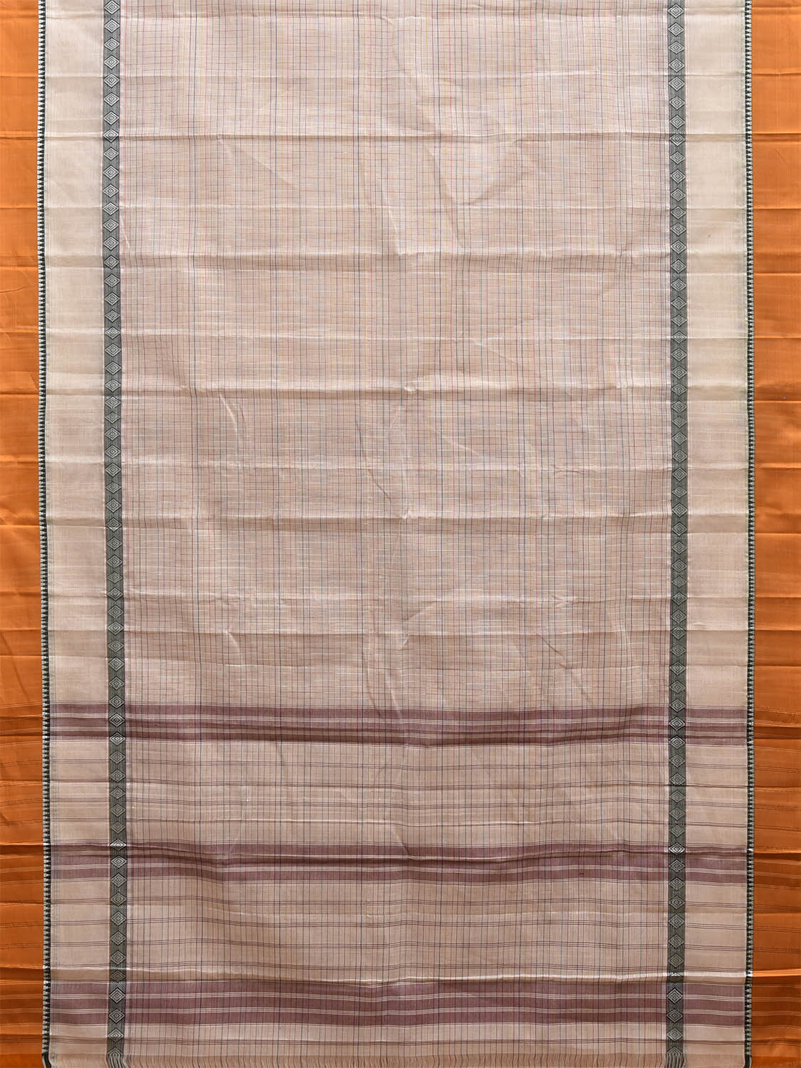 White and Yellow Narayanpet Cotton Handloom Saree with Big Border Design No Blouse np1332