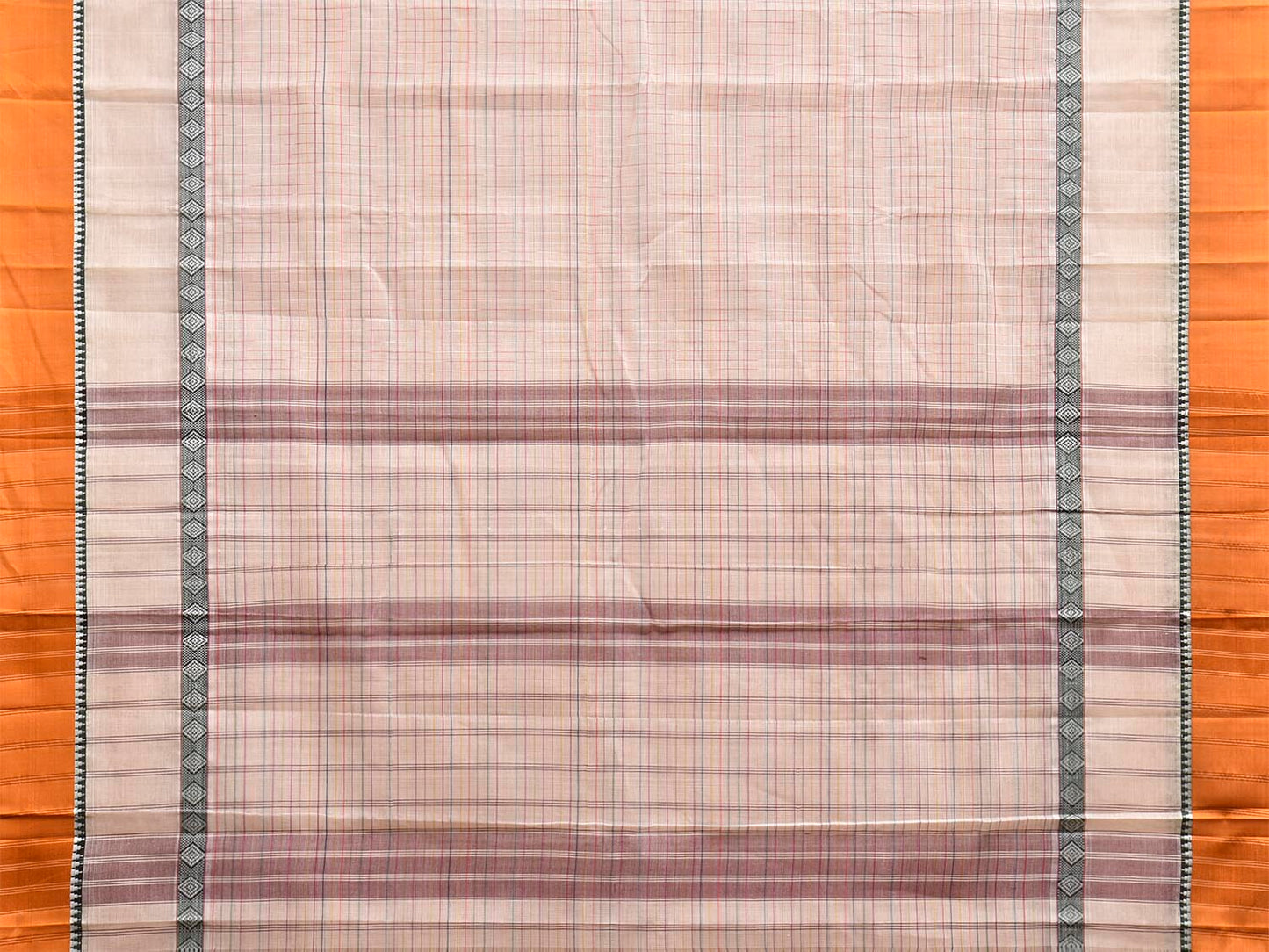White and Yellow Narayanpet Cotton Handloom Saree with Big Border Design No Blouse np1332