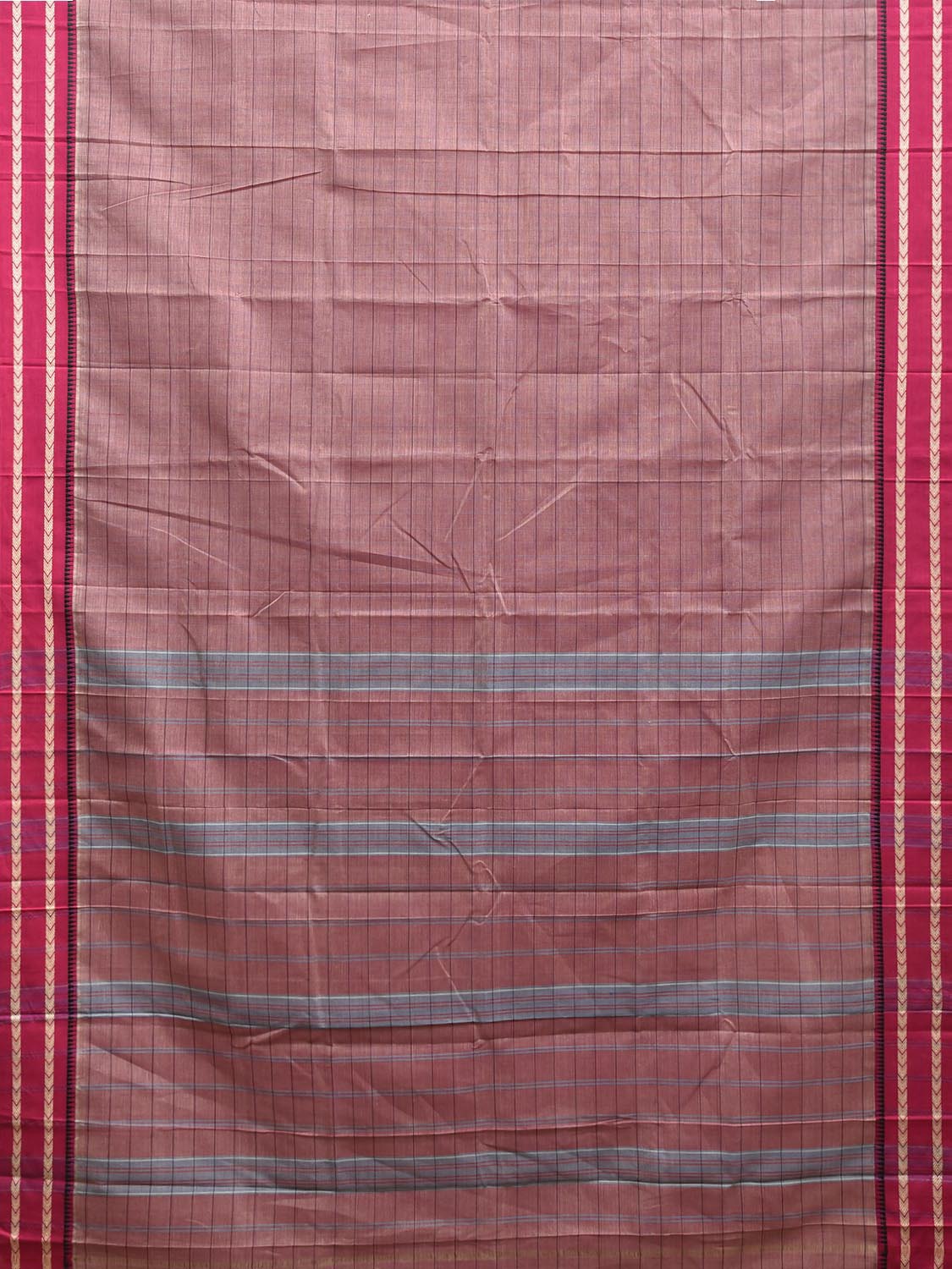 Dark Peach and Pink Narayanpet Cotton Handloom Saree with Strips Design No Blouse np1338