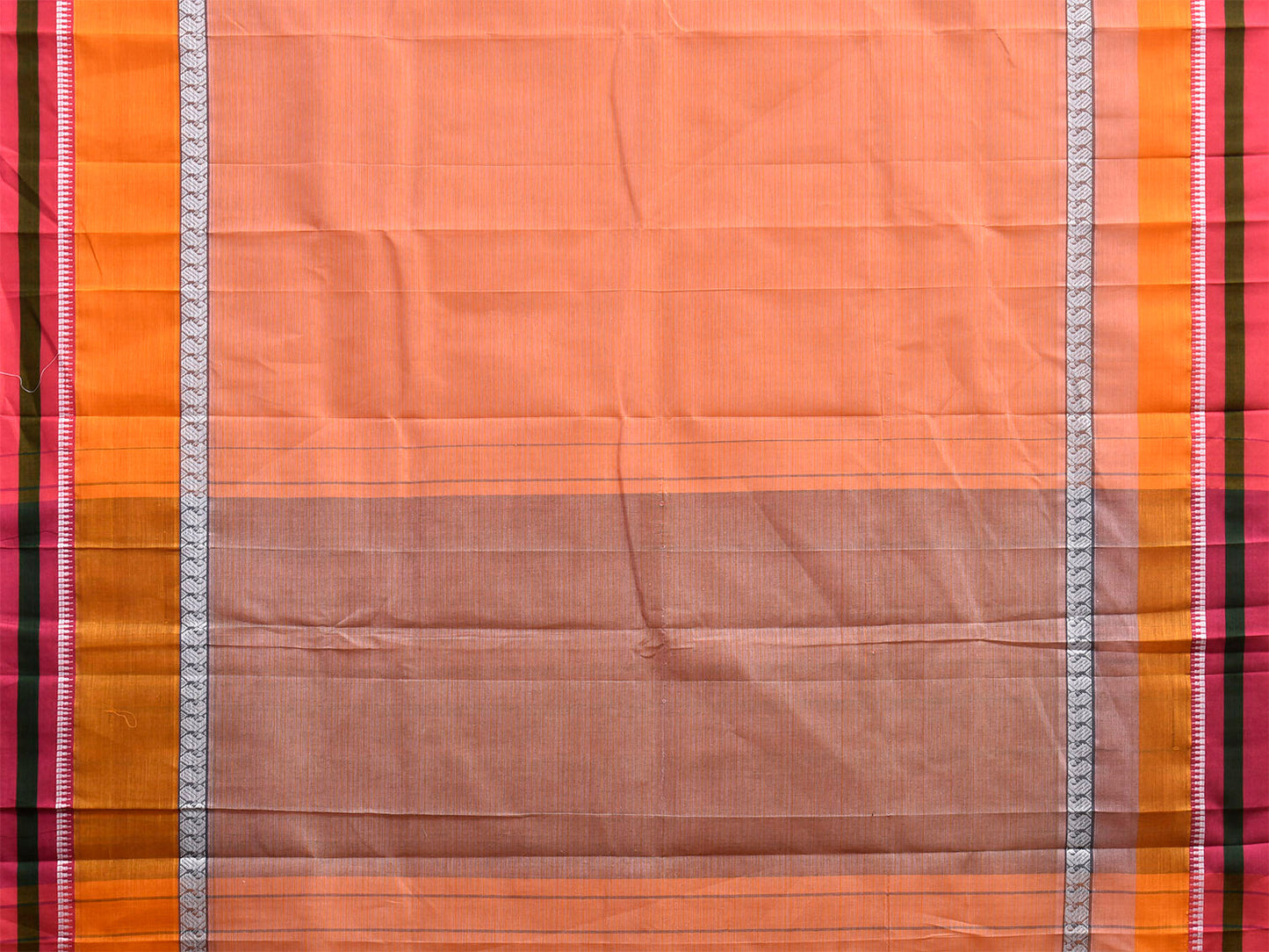 Light Orange Narayanpet Cotton Handloom Plain Saree with Contrast Border Design No Blouse np1340