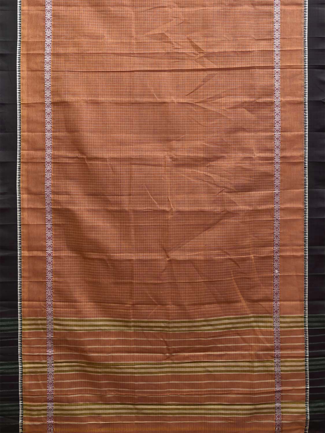 Light Brown and Green Narayanpet Cotton Handloom Saree with Big Border Design No Blouse np1341