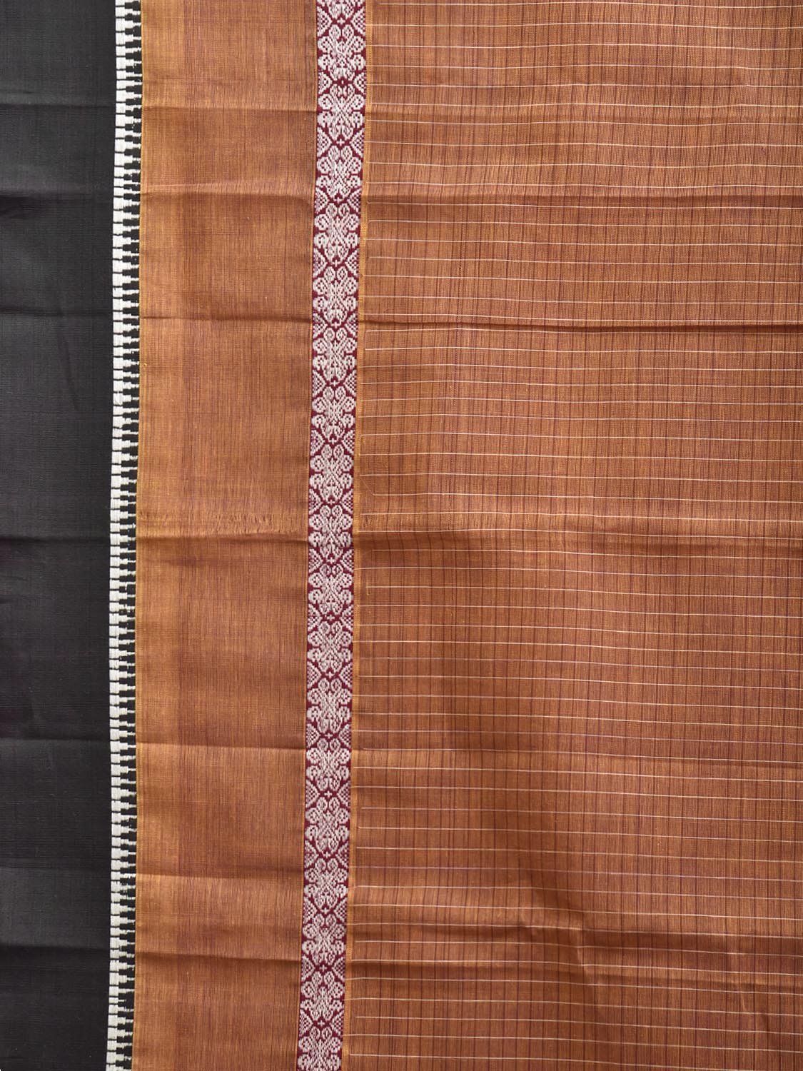 Light Brown and Green Narayanpet Cotton Handloom Saree with Big Border Design No Blouse np1341