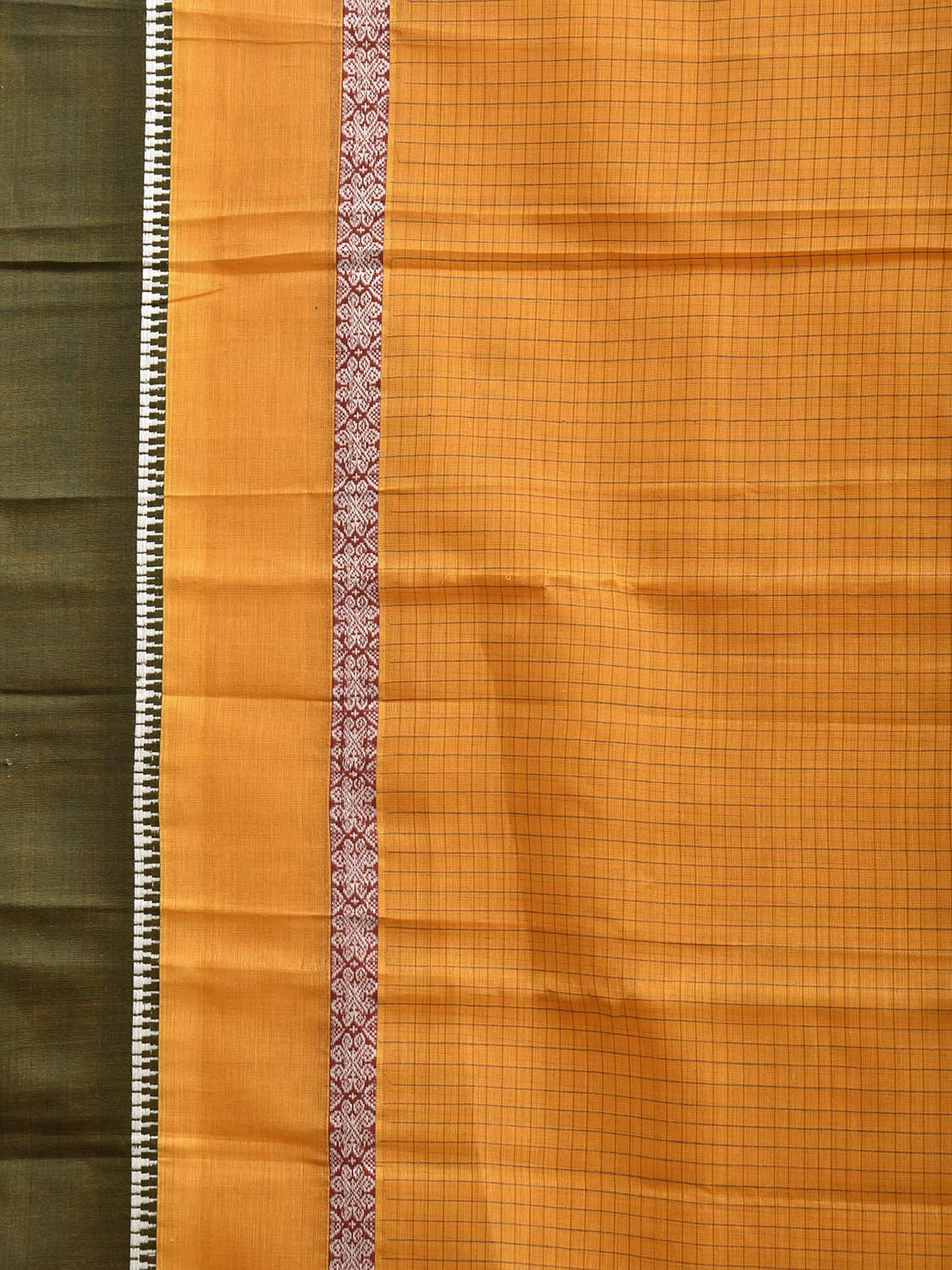 Yellow and Green Narayanpet Cotton Handloom Saree with Big Border Design No Blouse np1342