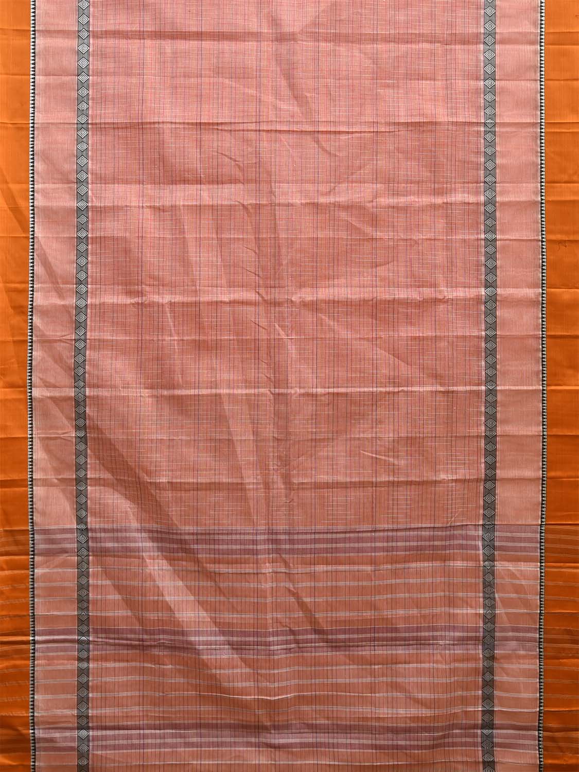 Peach and Yellow Narayanpet Cotton Handloom Saree with Strips Design No Blouse np1343