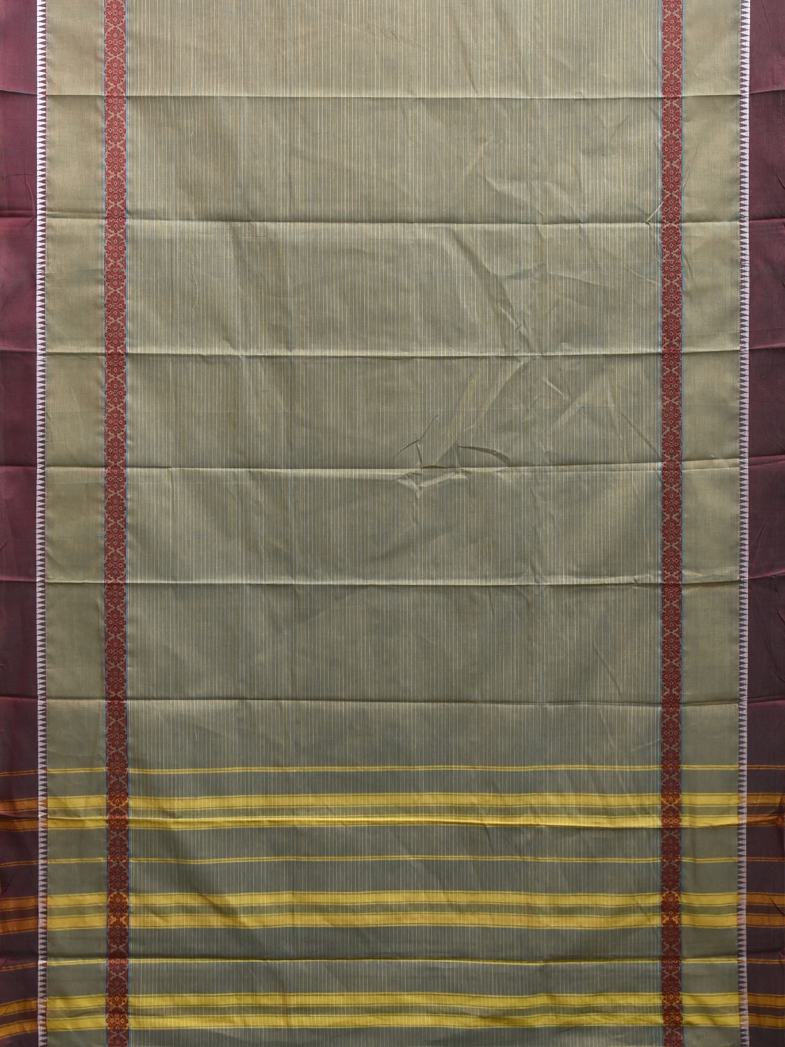Sea Green and Maroon Narayanpet Cotton Handloom Saree with Strips Design No Blouse np1347
