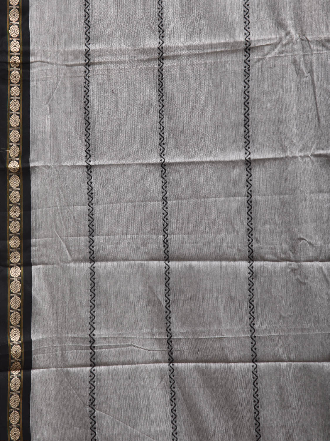 Light Grey Narayanpet Cotton Saree with Strips Design No Blouse np1351