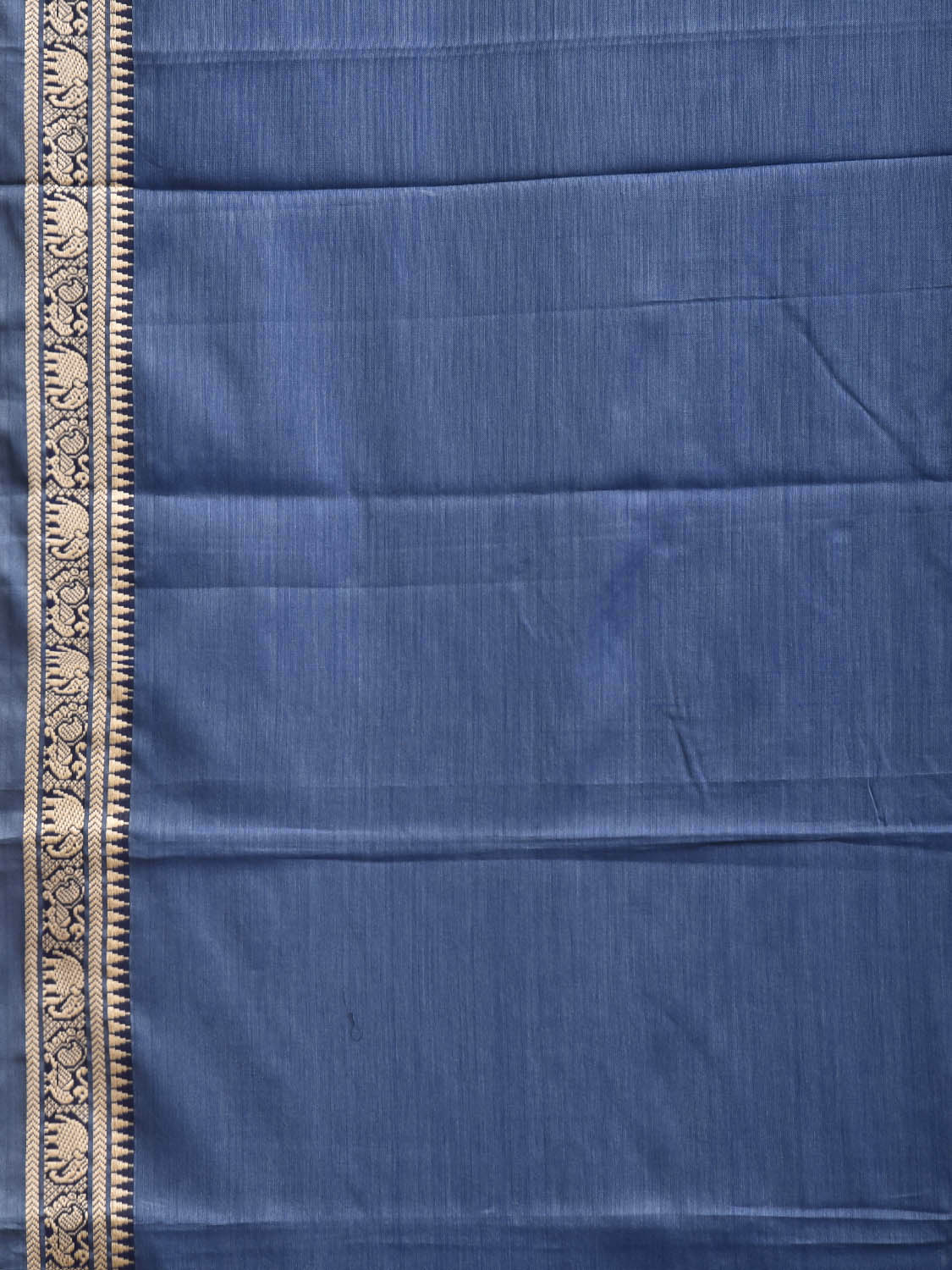 Blue Narayanpet Cotton Plain Saree with Contrast Pallu Design No Blouse np1352