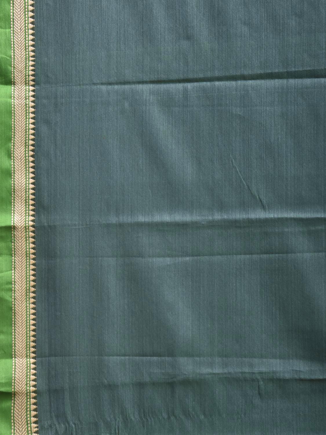 Sea Green Narayanpet Cotton Plain Saree with Strips Pallu Design No Blouse np1358