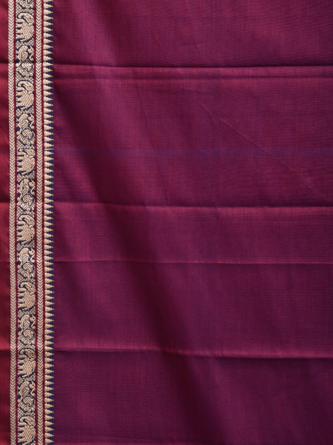Wine Narayanpet Cotton Plain Saree with Contrast Pallu Design No Blouse np1360
