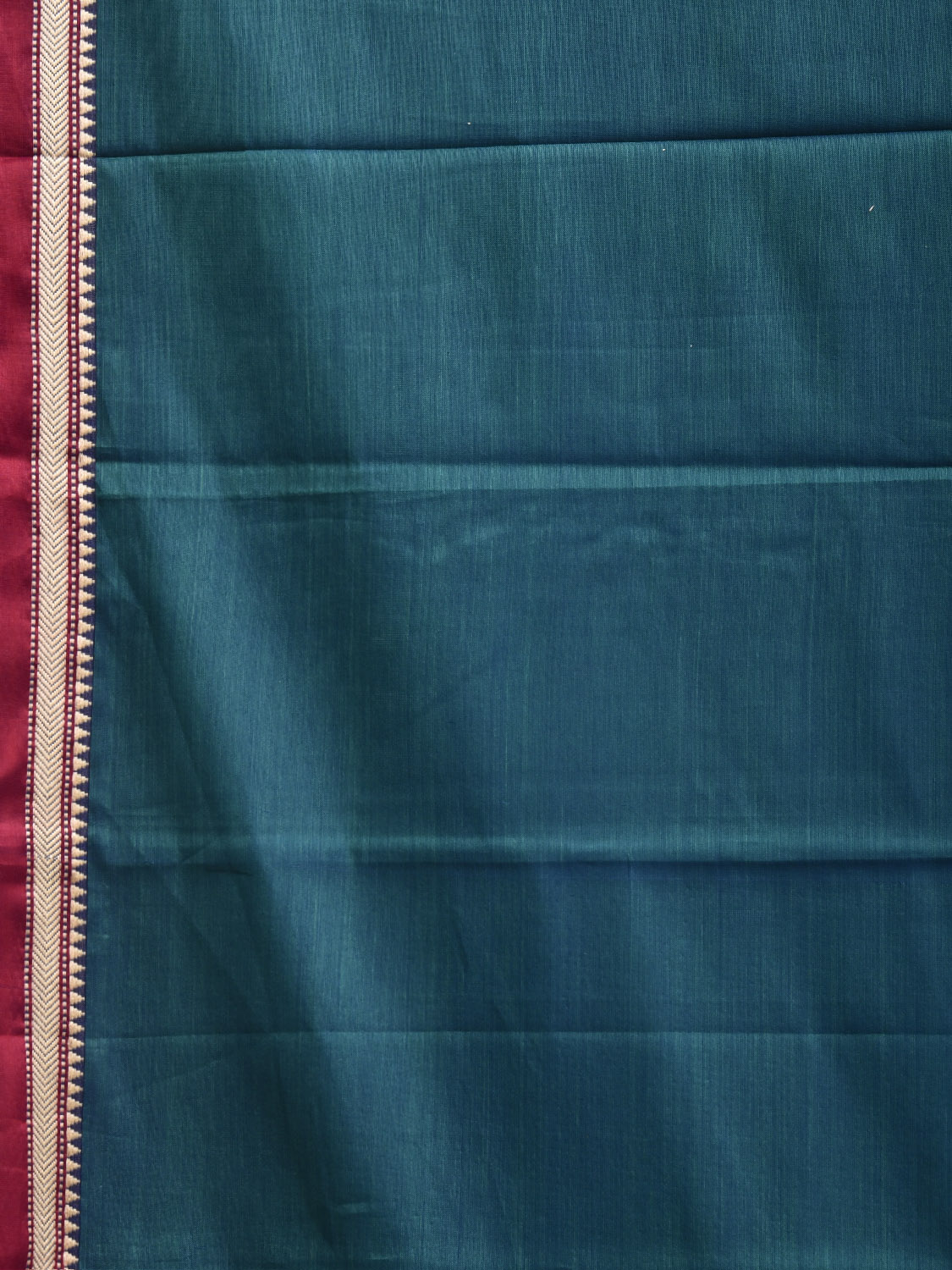 Teal Narayanpet Cotton Plain Saree with Strips Pallu Design No Blouse np1361