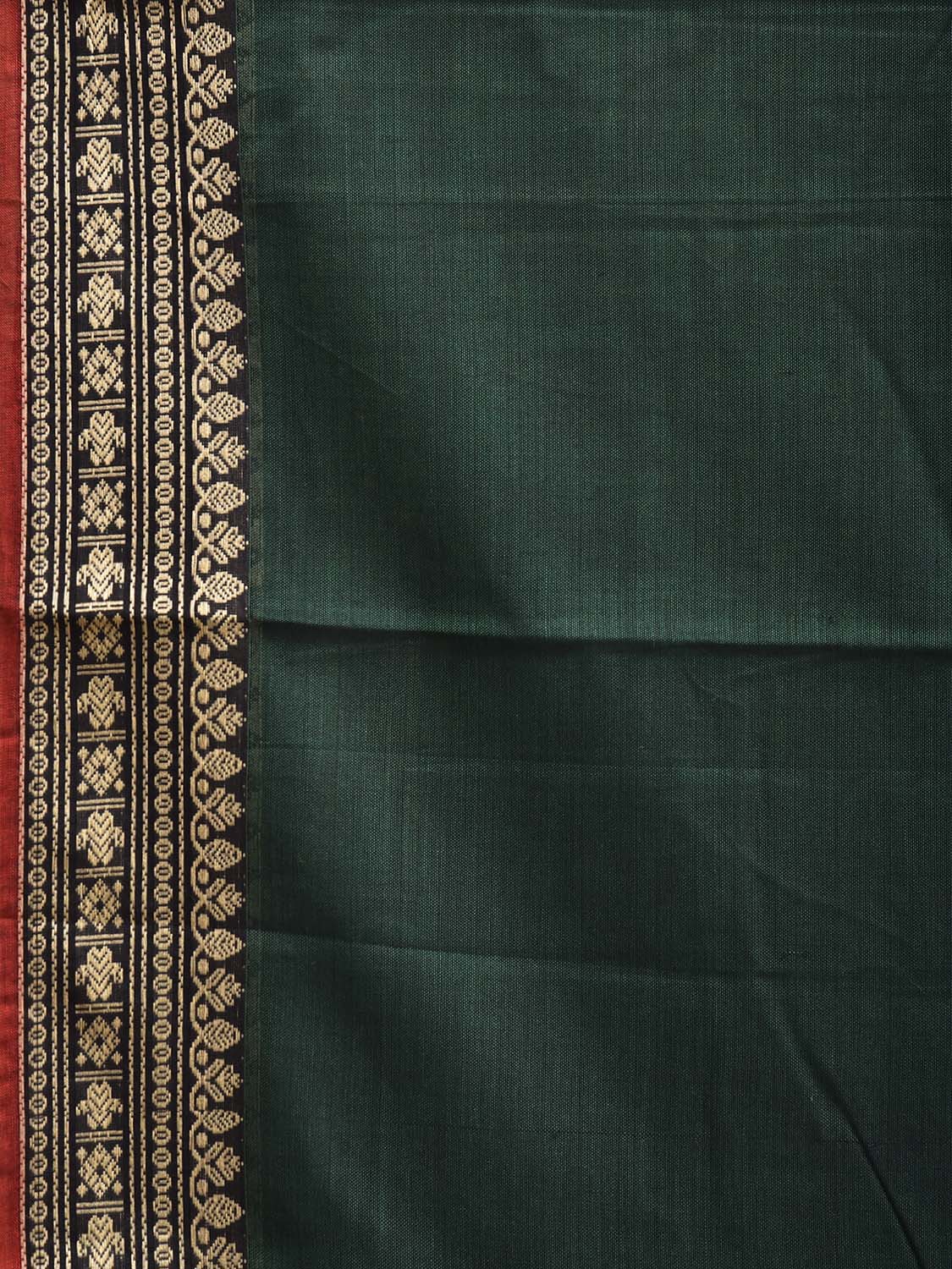 Green Narayanpet Cotton Plain Saree with Border and Strips Pallu Design No Blouse np1368