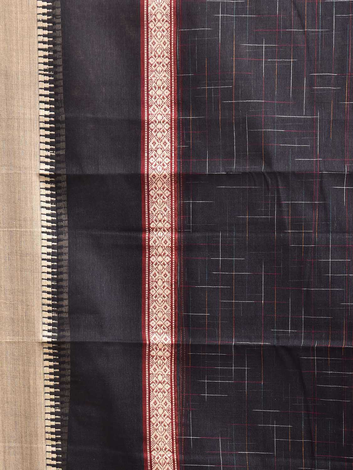 Black and Cream Narayanpet Cotton Handloom Saree with One Side Big Border Design No Blouse np1375