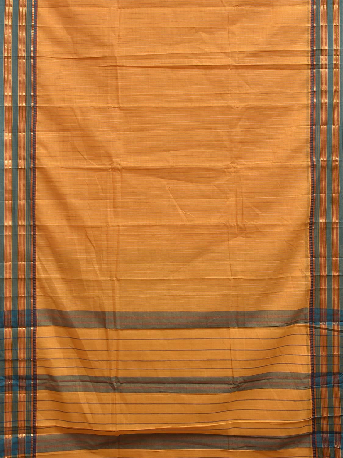 Yellow Narayanpet Cotton Handloom Saree with Strips Design No Blouse np1382