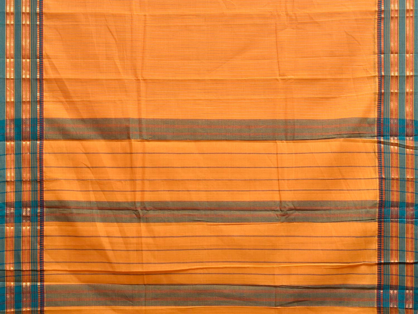Yellow Narayanpet Cotton Handloom Saree with Strips Design No Blouse np1382