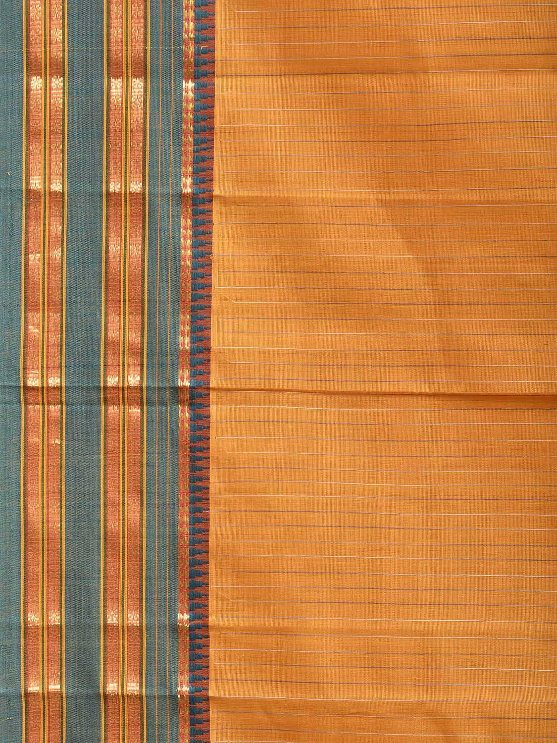 Yellow Narayanpet Cotton Handloom Saree with Strips Design No Blouse np1382