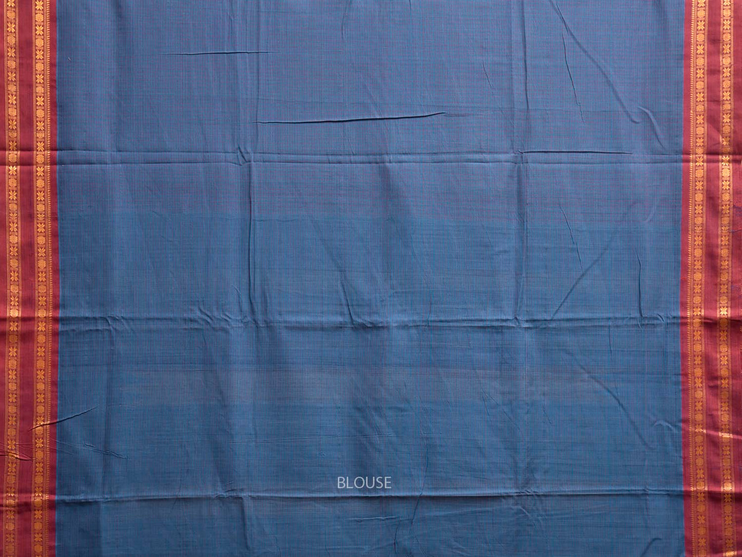 Blue and Maroon Narayanpet Cotton Handloom Saree with Checks Design np1387