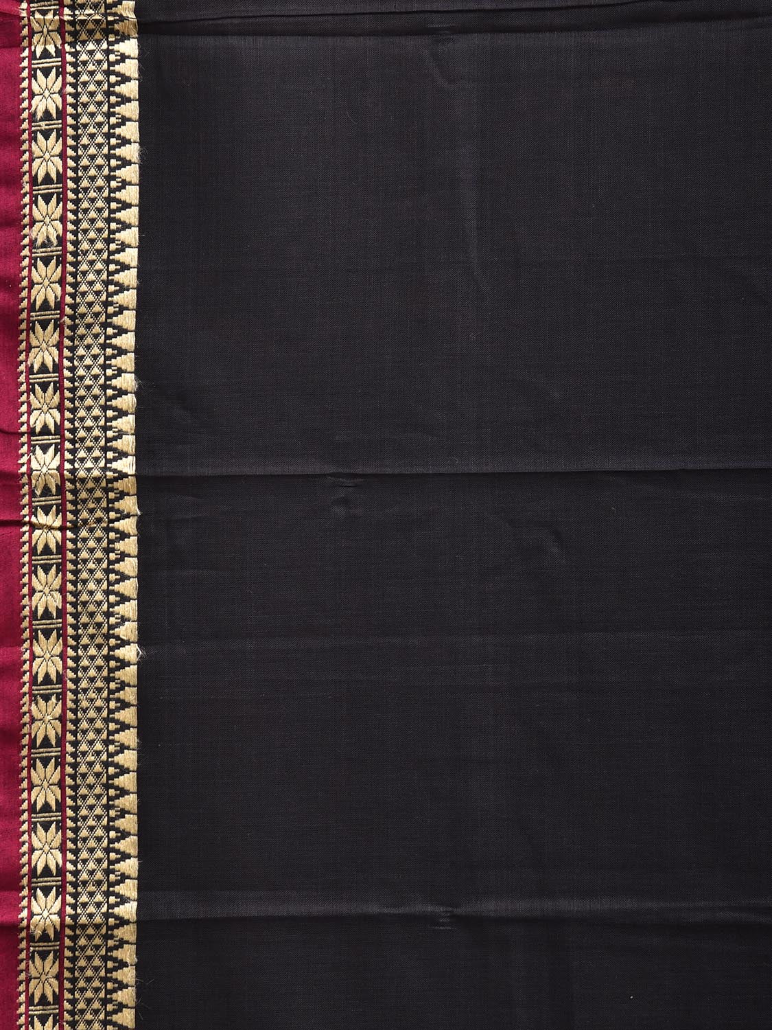 Black Narayanpet Cotton Plain Saree with Strips Pallu Design No Blouse np1388