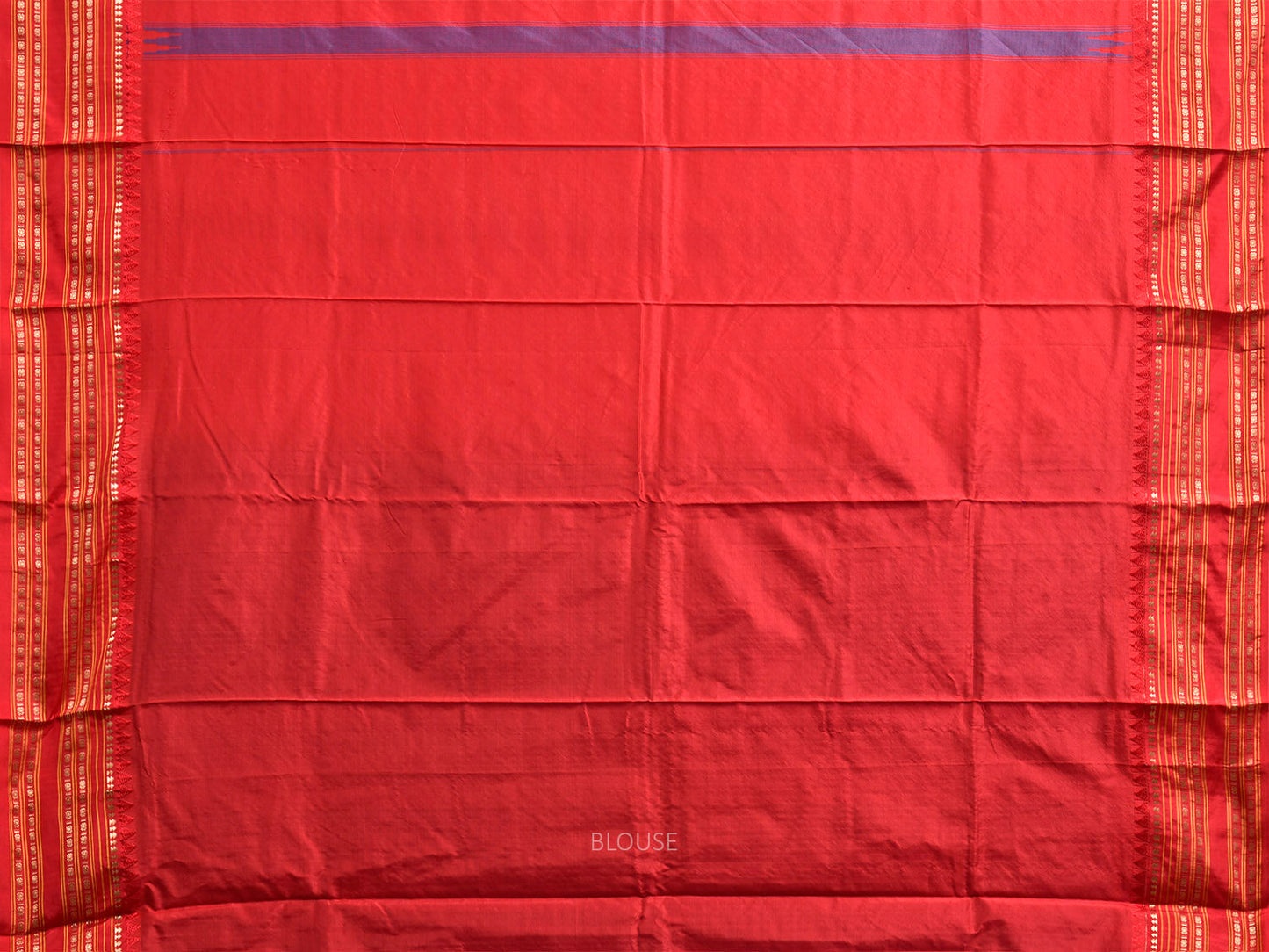 Blue and Red Narayanpet Silk Saree with Check Design np1393