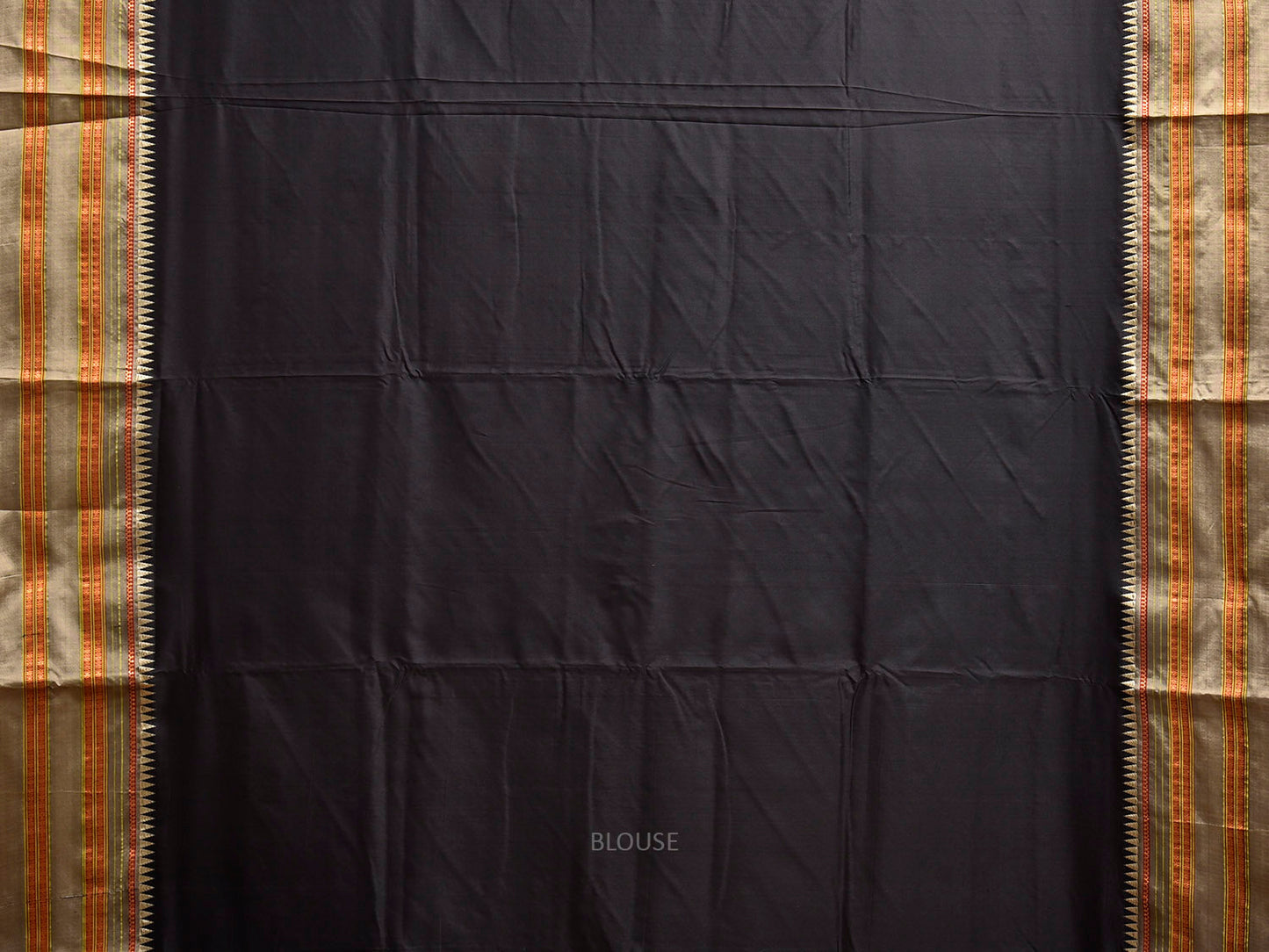 Black and Cream Narayanpet Silk Plain Saree with Contrast Pallu Design np1398