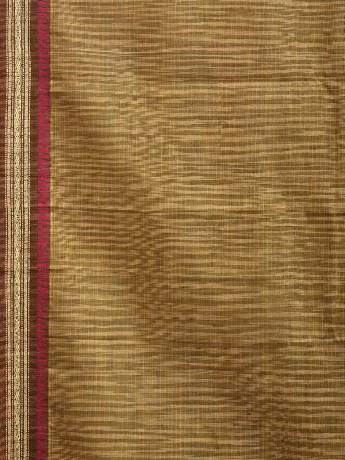 Olive and Orange Narayanpet Cotton Handloom Saree with Strips Design No Blouse np1404