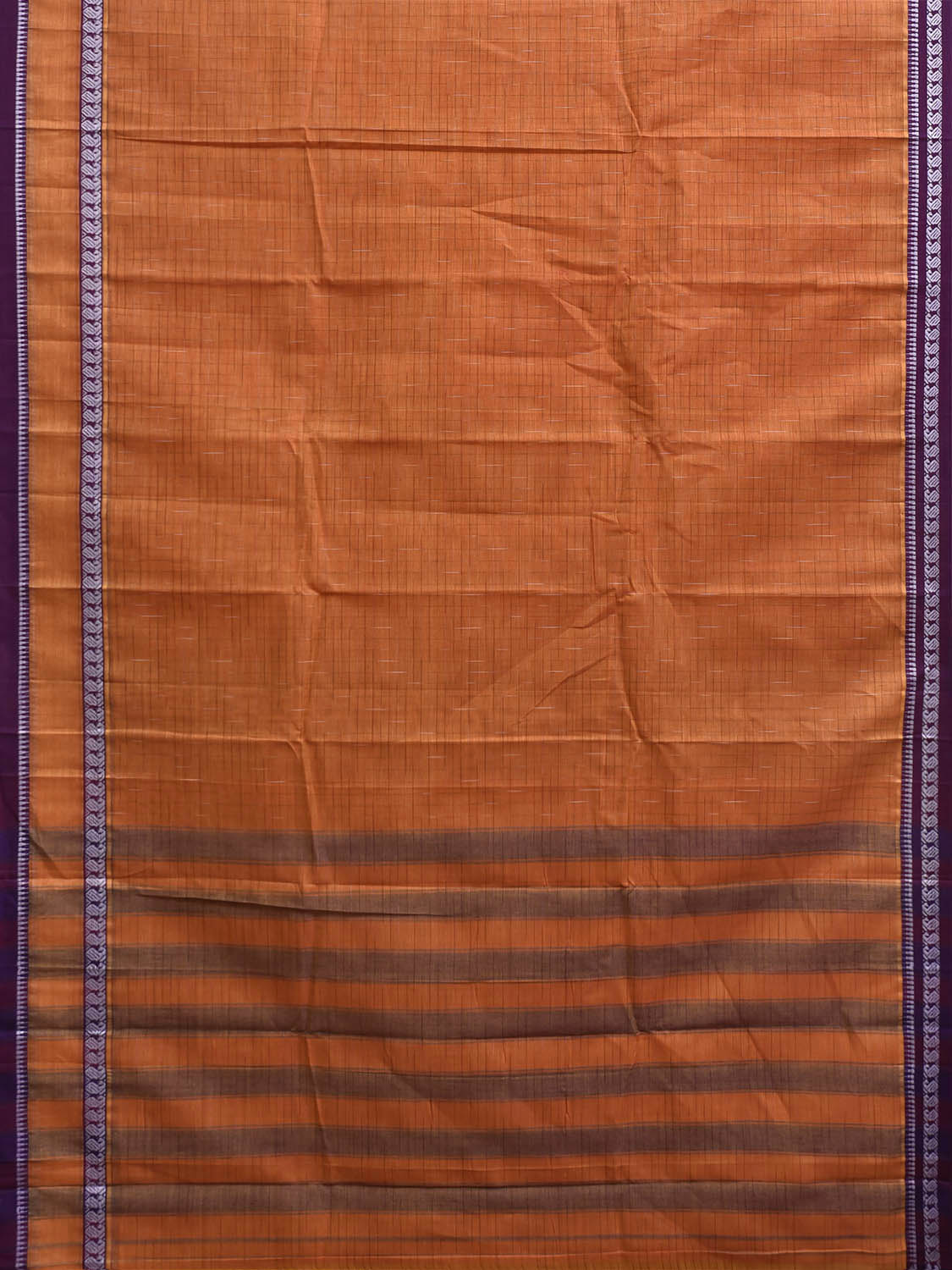 Orange and Purple Narayanpet Cotton Handloom Saree with One Side Big Border Design No Blouse np1407