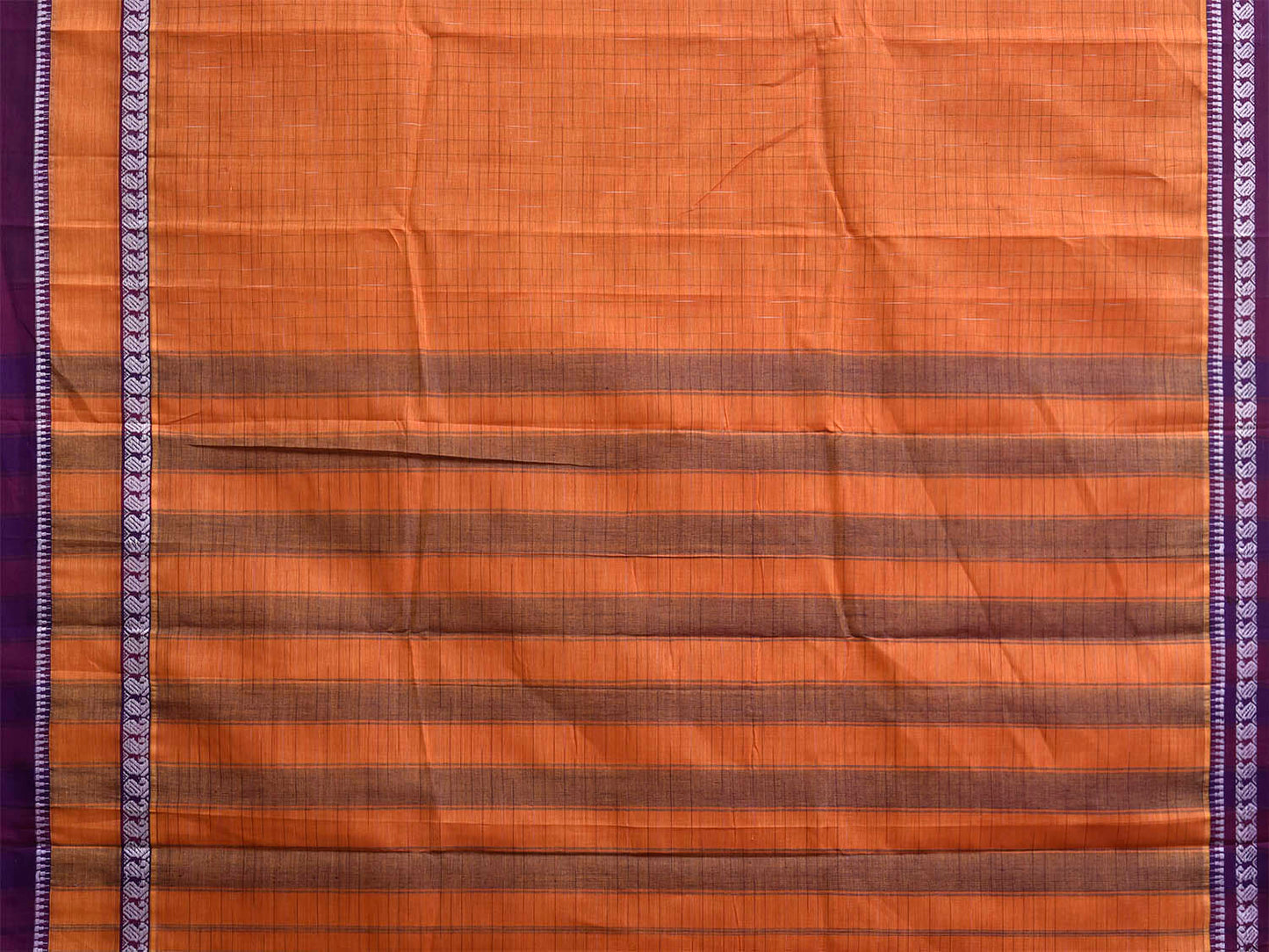 Orange and Purple Narayanpet Cotton Handloom Saree with One Side Big Border Design No Blouse np1407