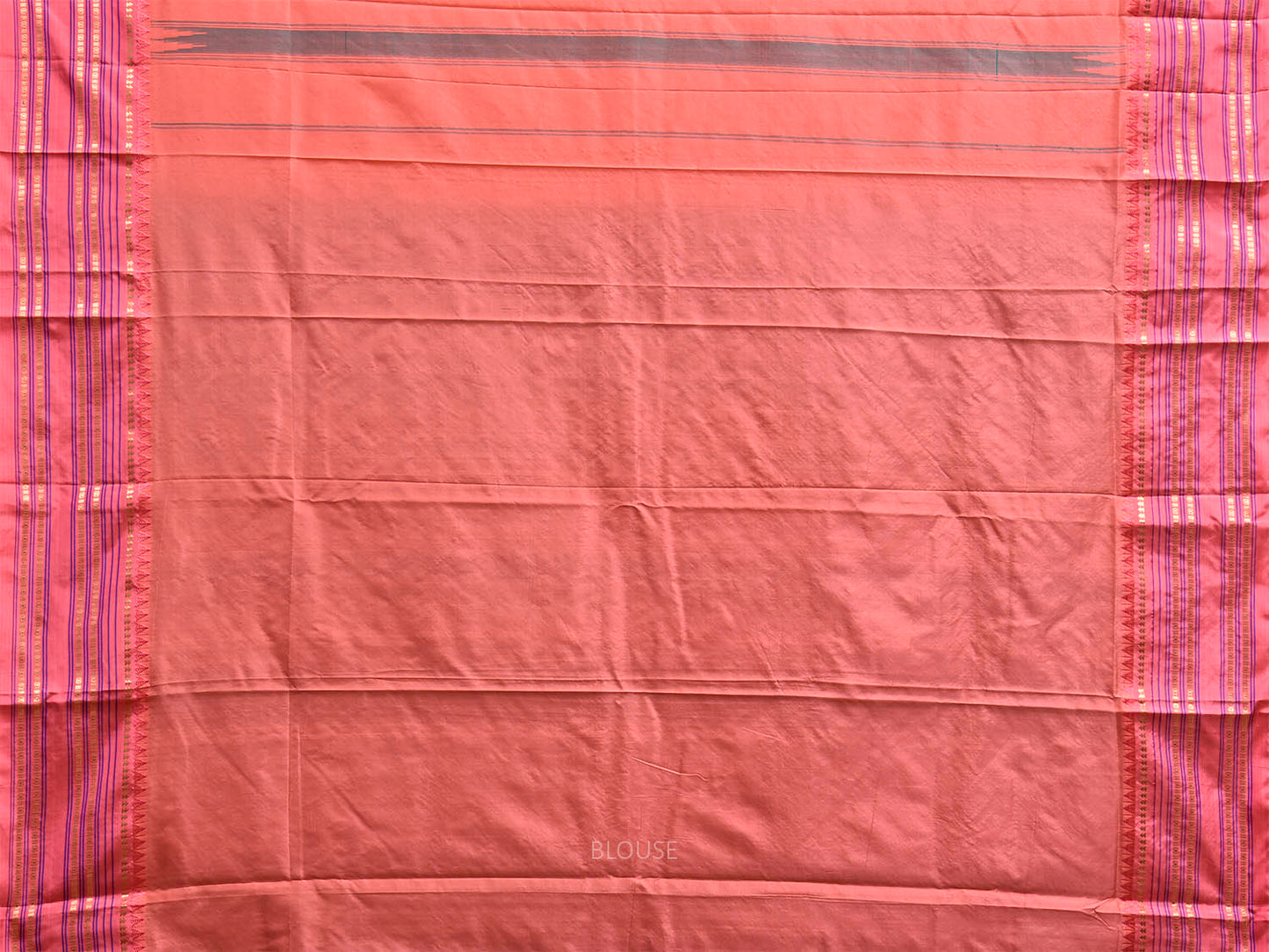 Green and Peach Narayanpet Silk Saree with Checks and Contrast Pallu Design np1411