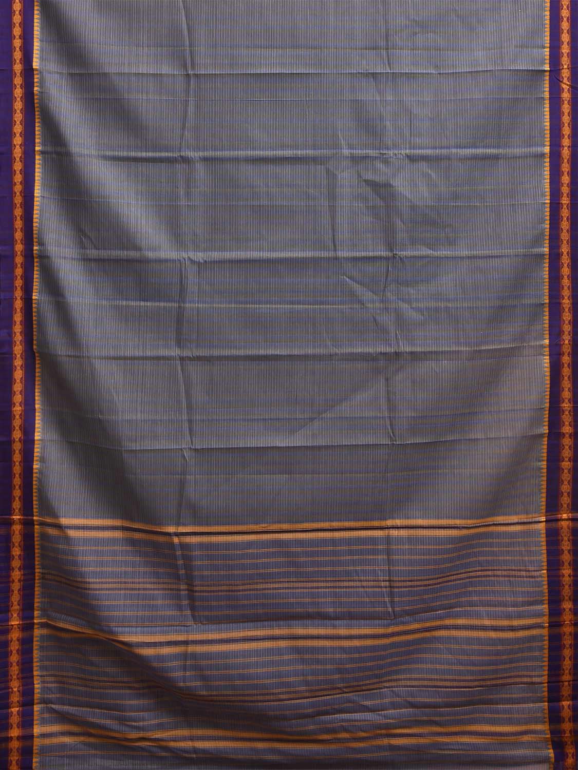 Grey and Purple Narayanpet Cotton Handloom Saree with Strips Design No Blouse np1418