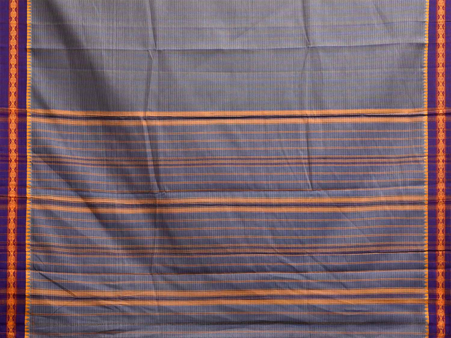 Grey and Purple Narayanpet Cotton Handloom Saree with Strips Design No Blouse np1418