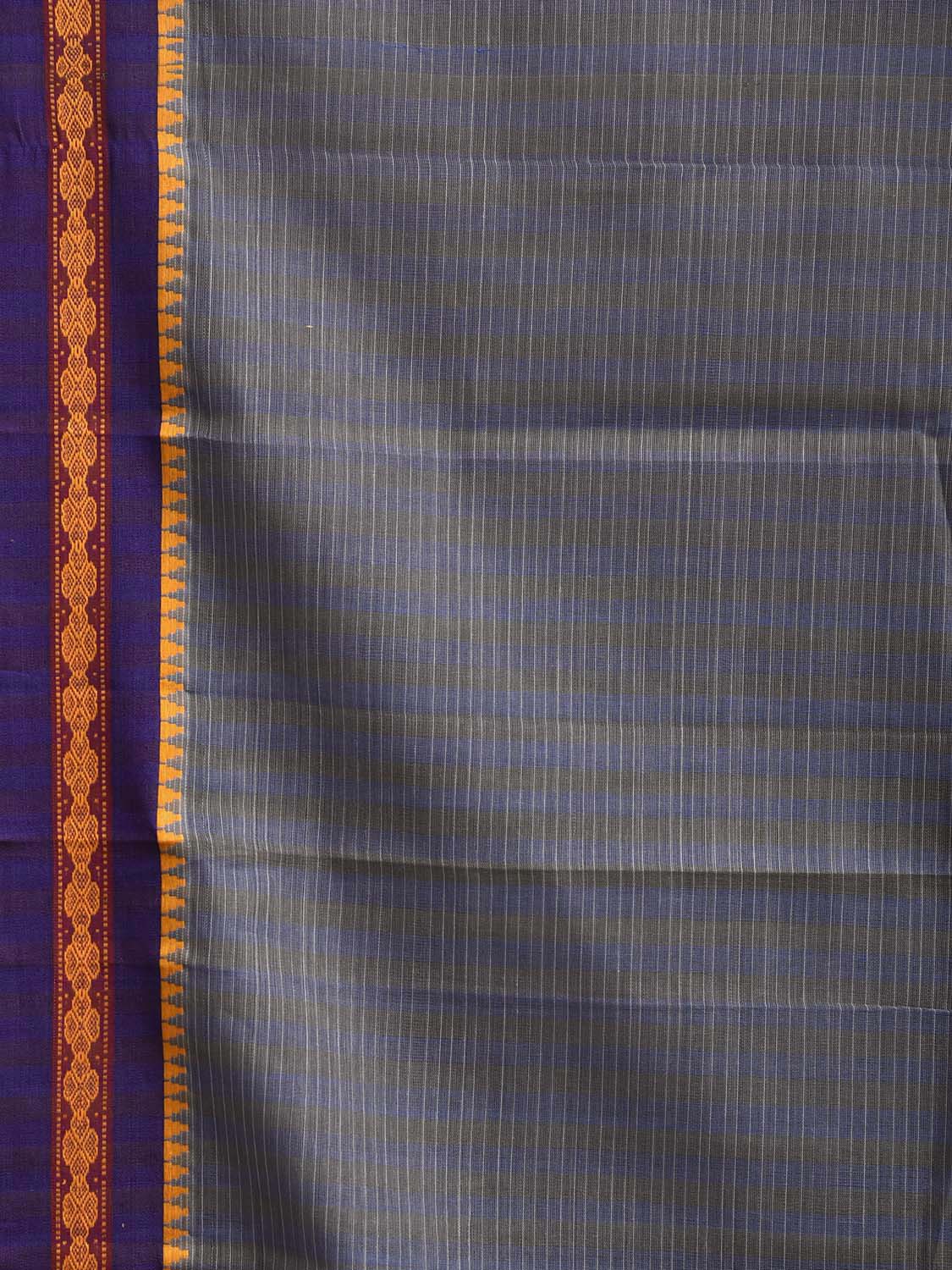 Grey and Purple Narayanpet Cotton Handloom Saree with Strips Design No Blouse np1418