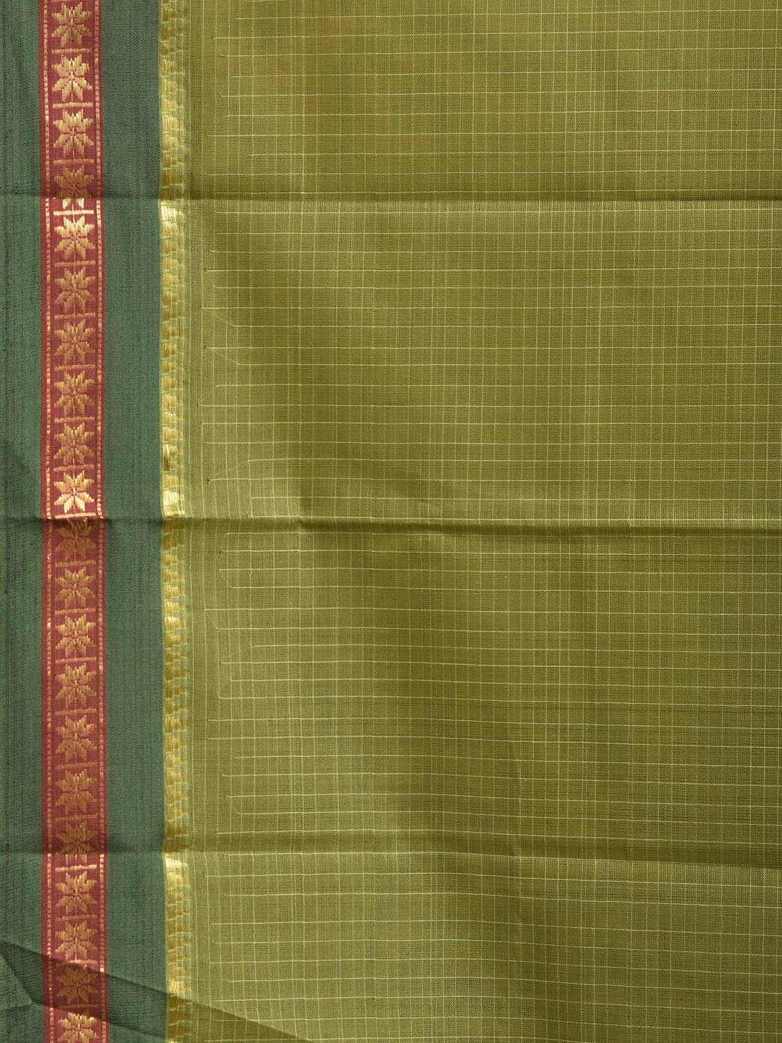 Green Narayanpet Cotton Handloom Saree with Checks Design No Blouse np1422