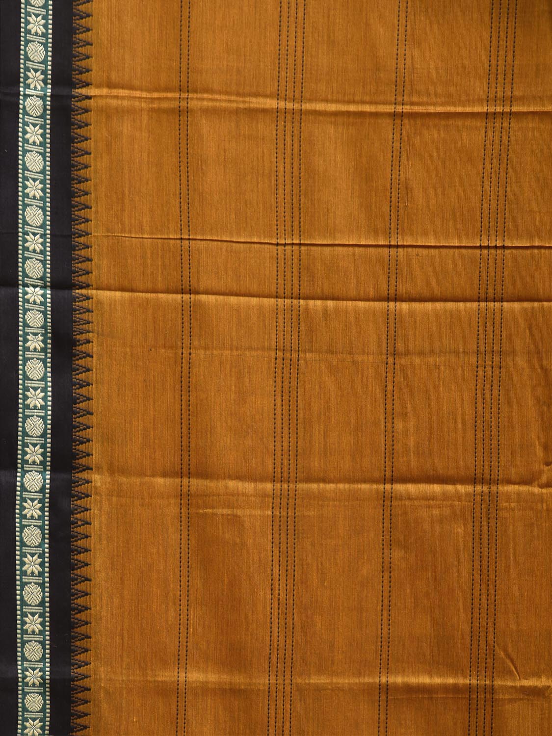 Mustard and Yellow Narayanpet Cotton Saree with Strips Body Design No Blouse np1424