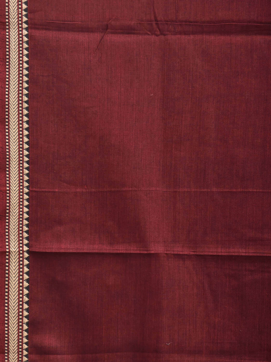 Maroon Narayanpet Cotton Handloom Plain Saree with Contrast Pallu Design No Blouse np1431