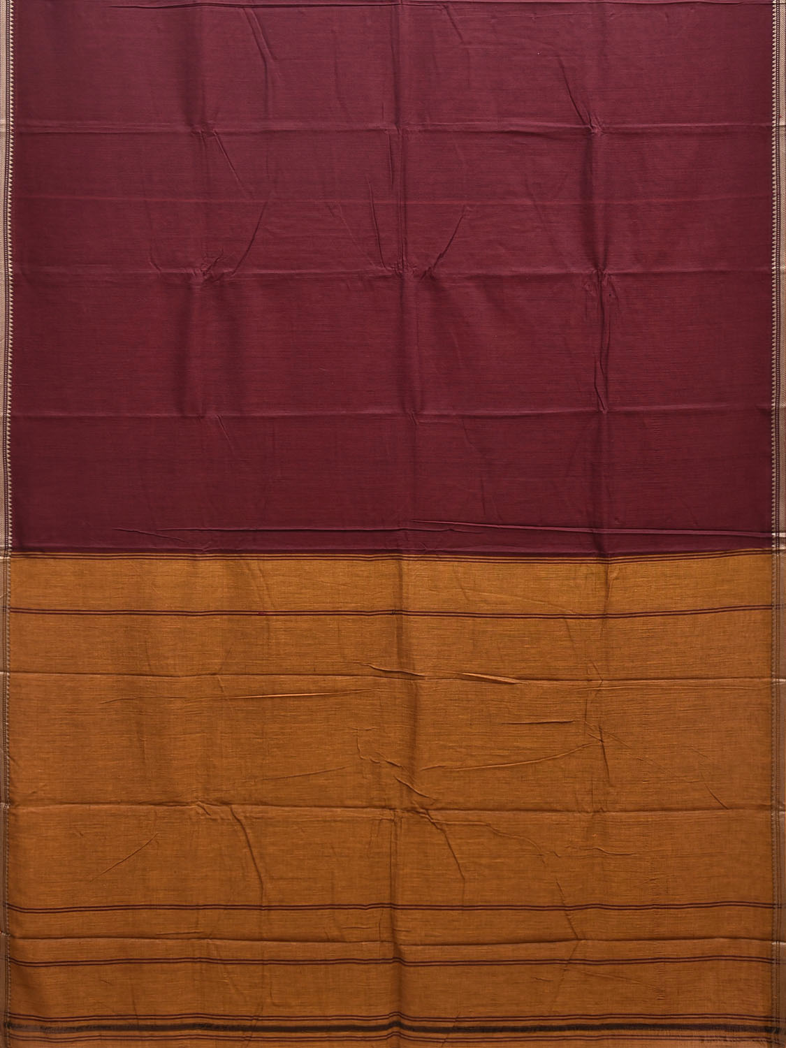 Maroon Narayanpet Cotton Handloom Plain Saree with Contrast Pallu Design No Blouse np1433