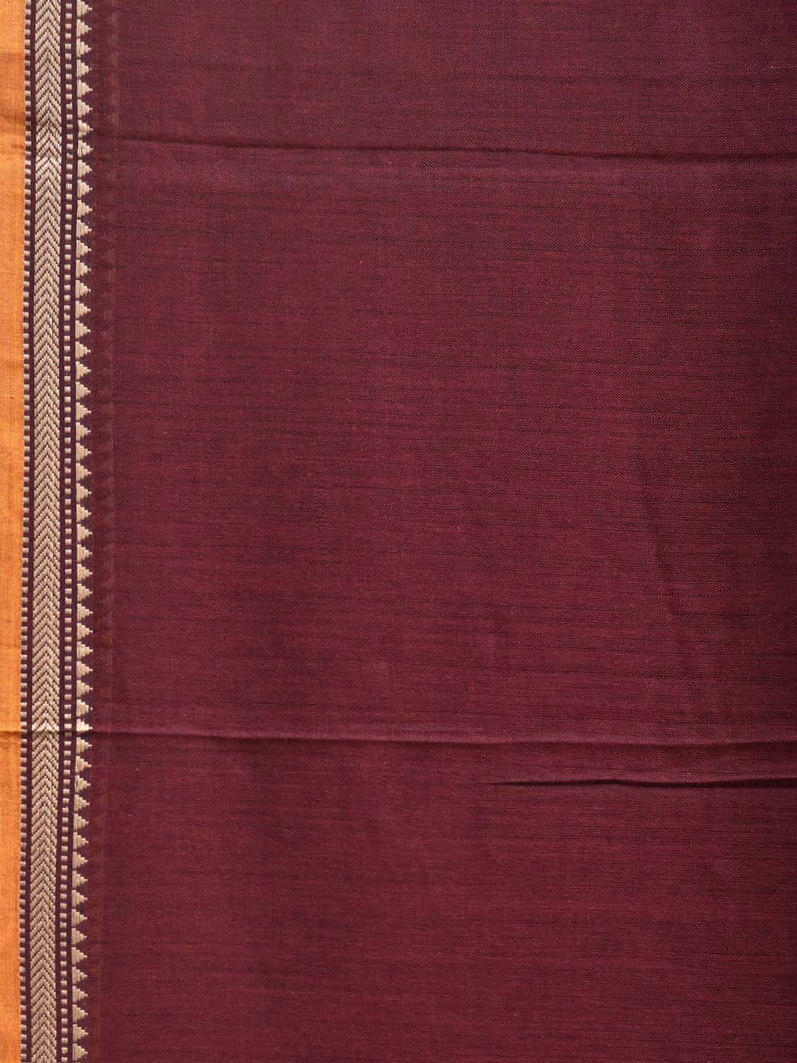 Maroon Narayanpet Cotton Handloom Plain Saree with Contrast Pallu Design No Blouse np1433