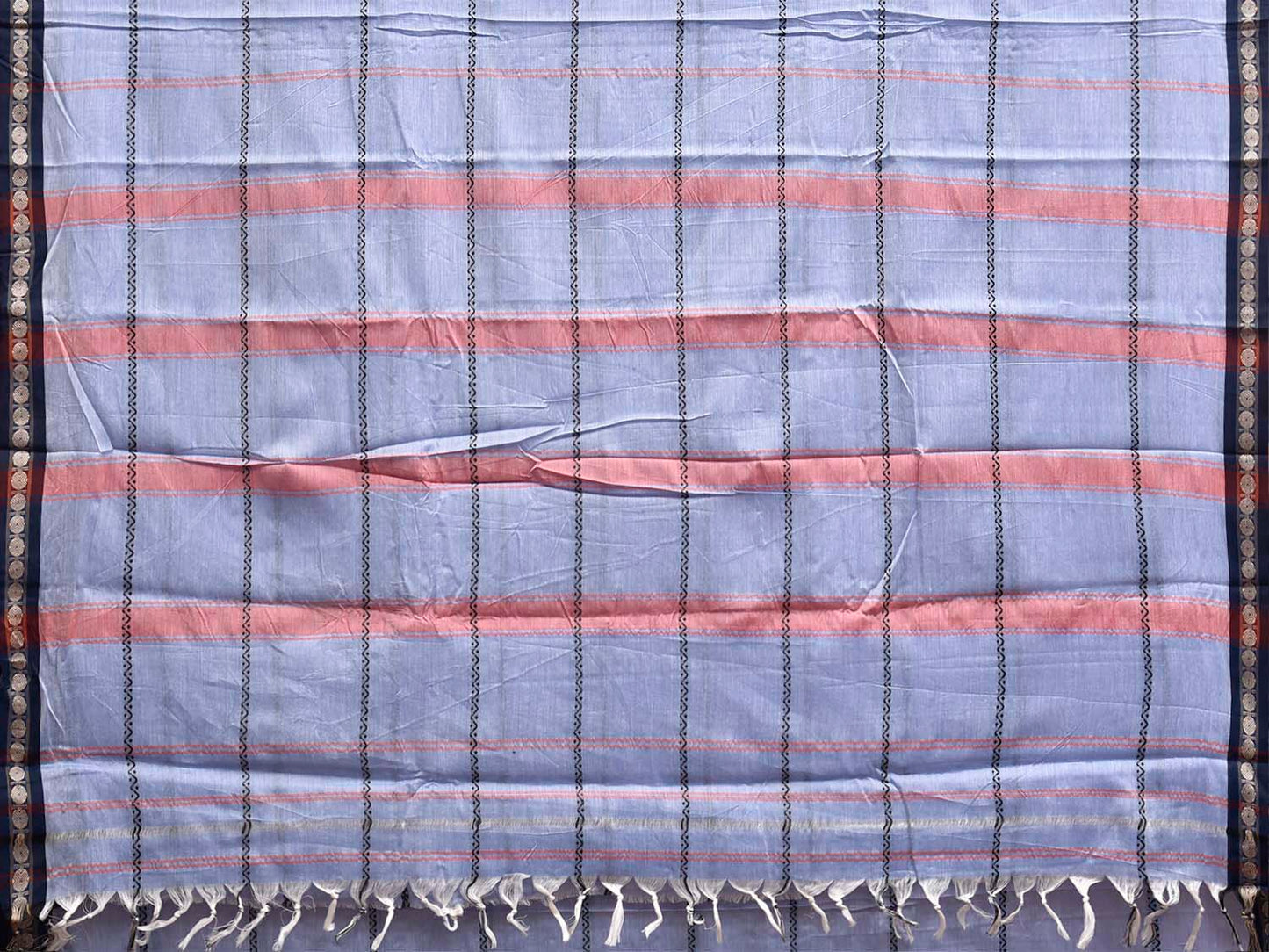Light Lavender Narayanpet Cotton Saree with Strips Design No Blouse np1439