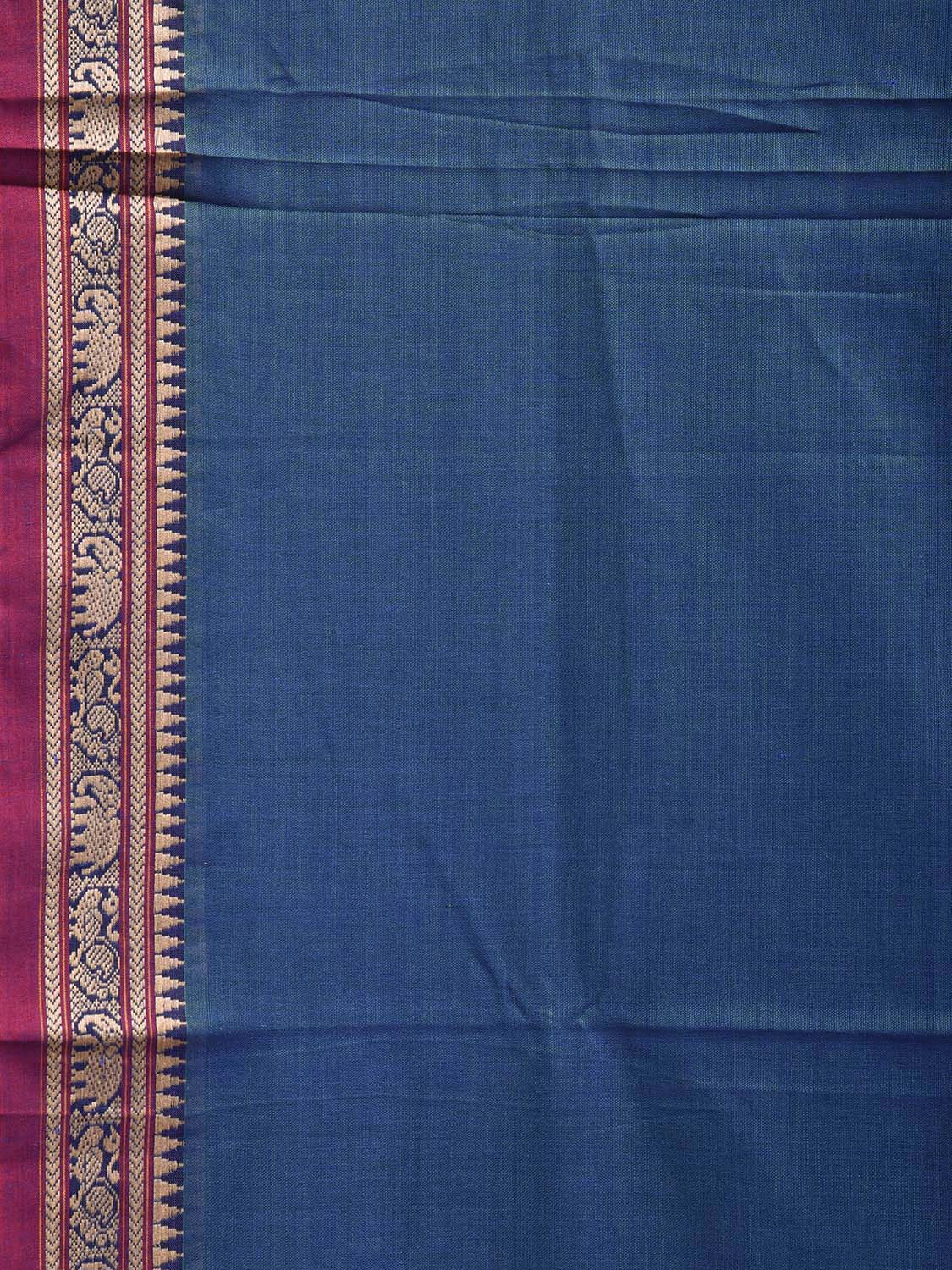 Blue Narayanpet Cotton Plain Saree with Strips Pallu Design No Blouse np1444