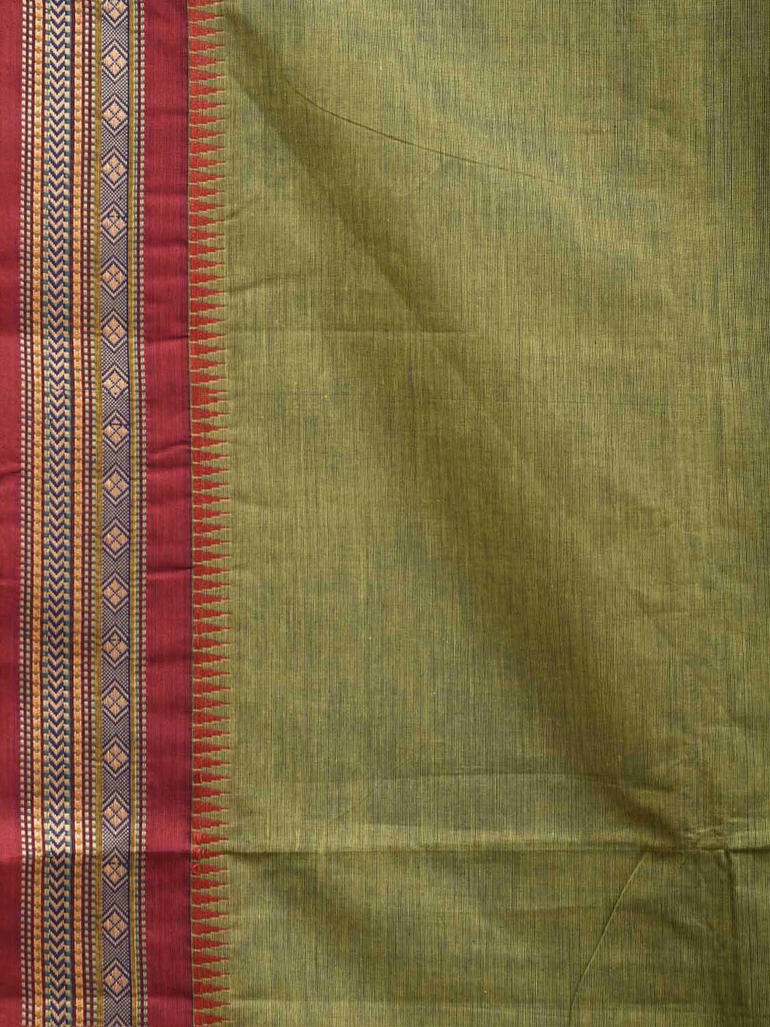 Light Green Narayanpet Cotton Plain Saree with Strips Pallu Design No Blouse np1445