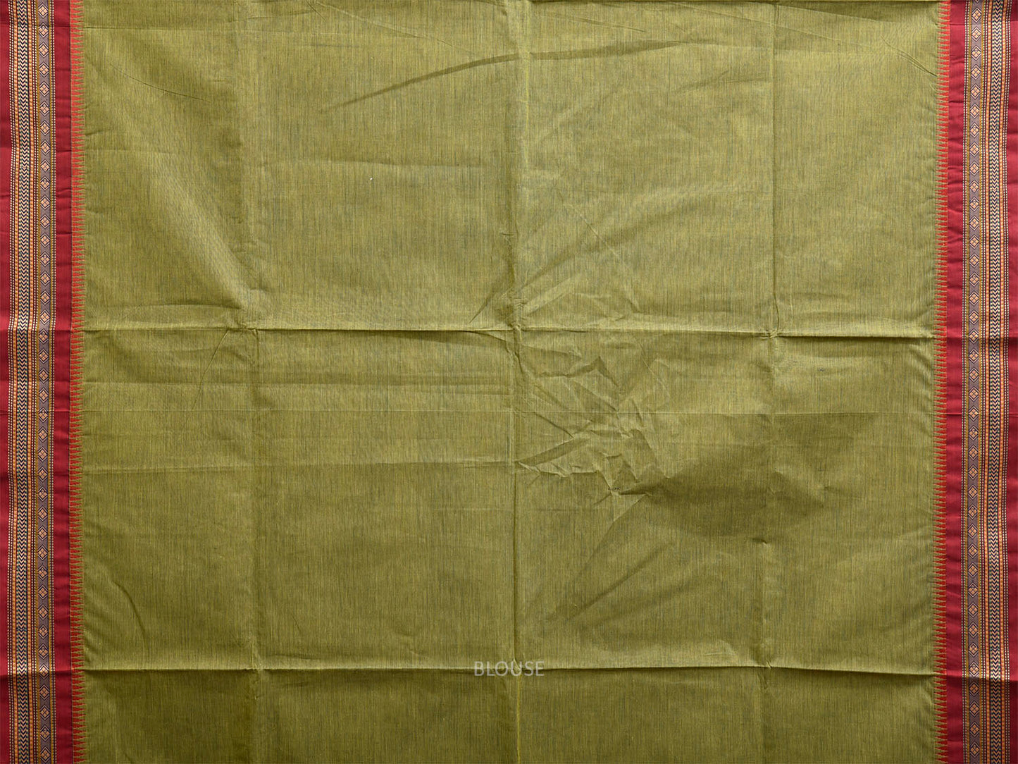 Light Green Narayanpet Cotton Plain Saree with Strips Pallu Design No Blouse np1445