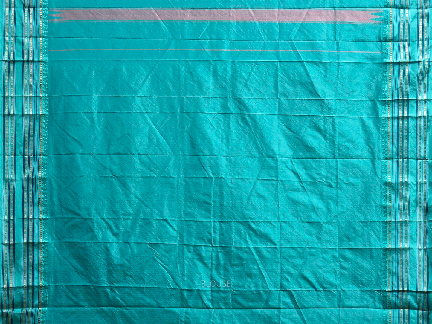 Peach and Turquoise Narayanpet Silk Saree with Checks Design np1450